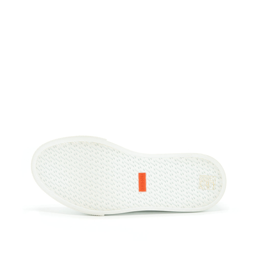 HERMES DAY SNEAKER CALFSKIN WHITE WITH GOLD PLATED KELLY BUCKLE