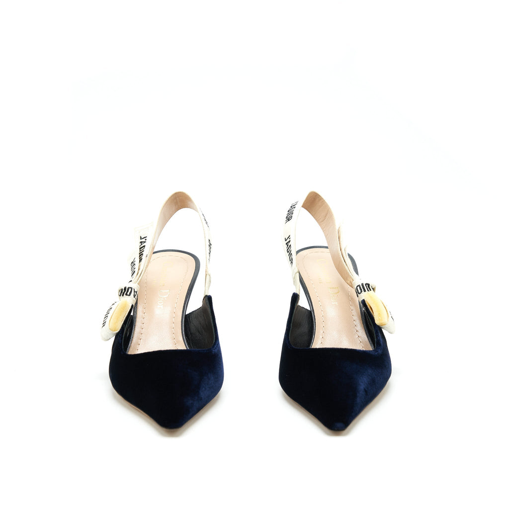 DIOR SLINGBACK PUMP VELVET NAVY