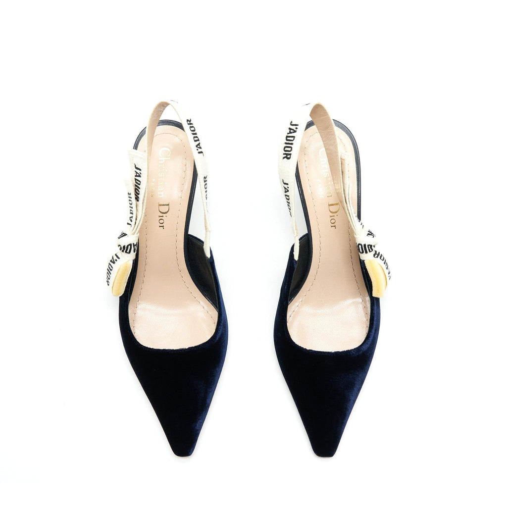 DIOR SLINGBACK PUMP VELVET NAVY