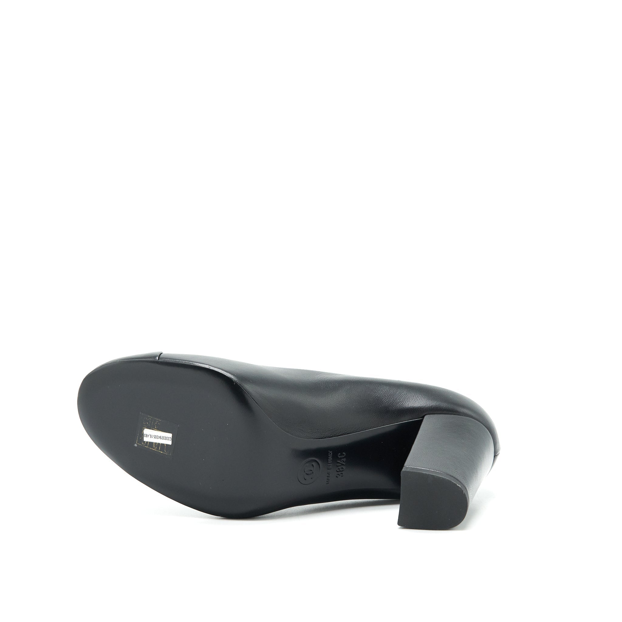 CHANEL C CAMELLIA HEELS BLACK