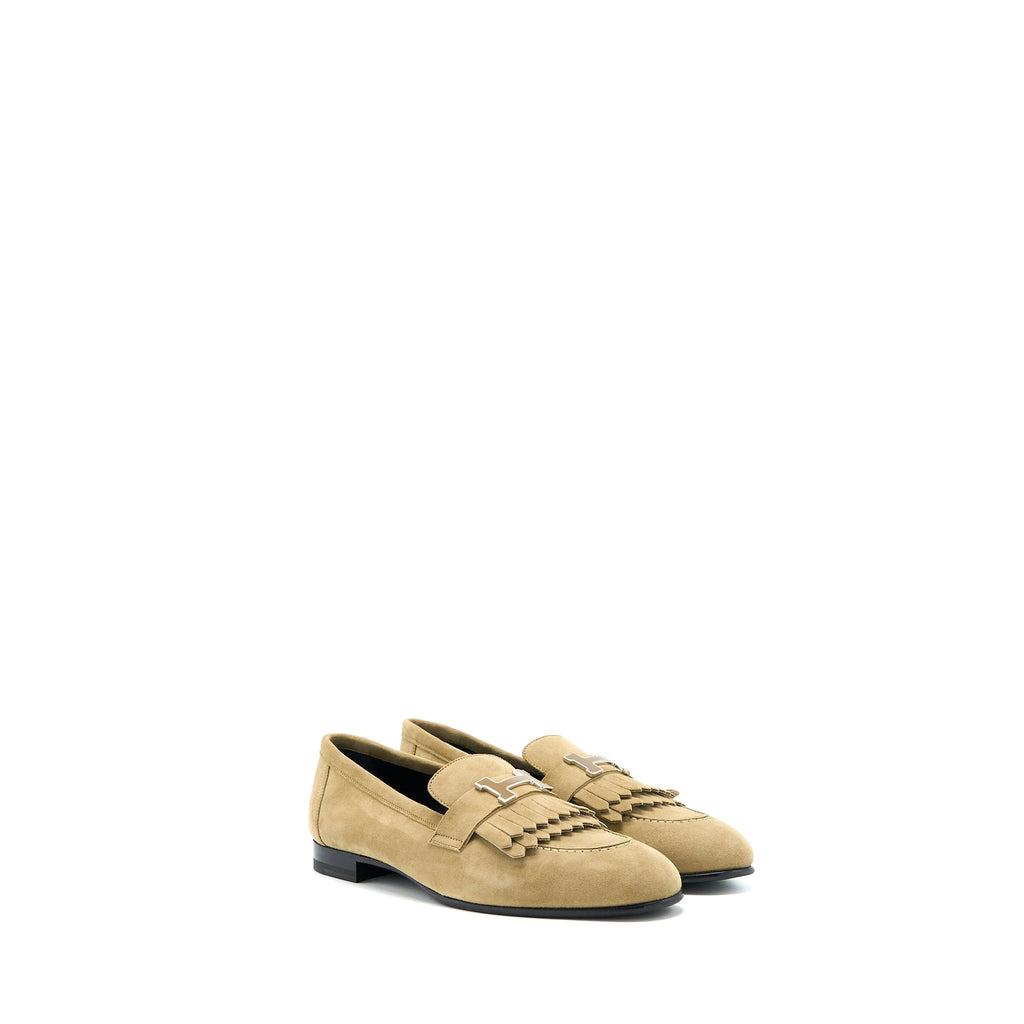 HERMES MOCASSINS ROYAL SUEDE GOATSKIN BEIGE GOBI SHW