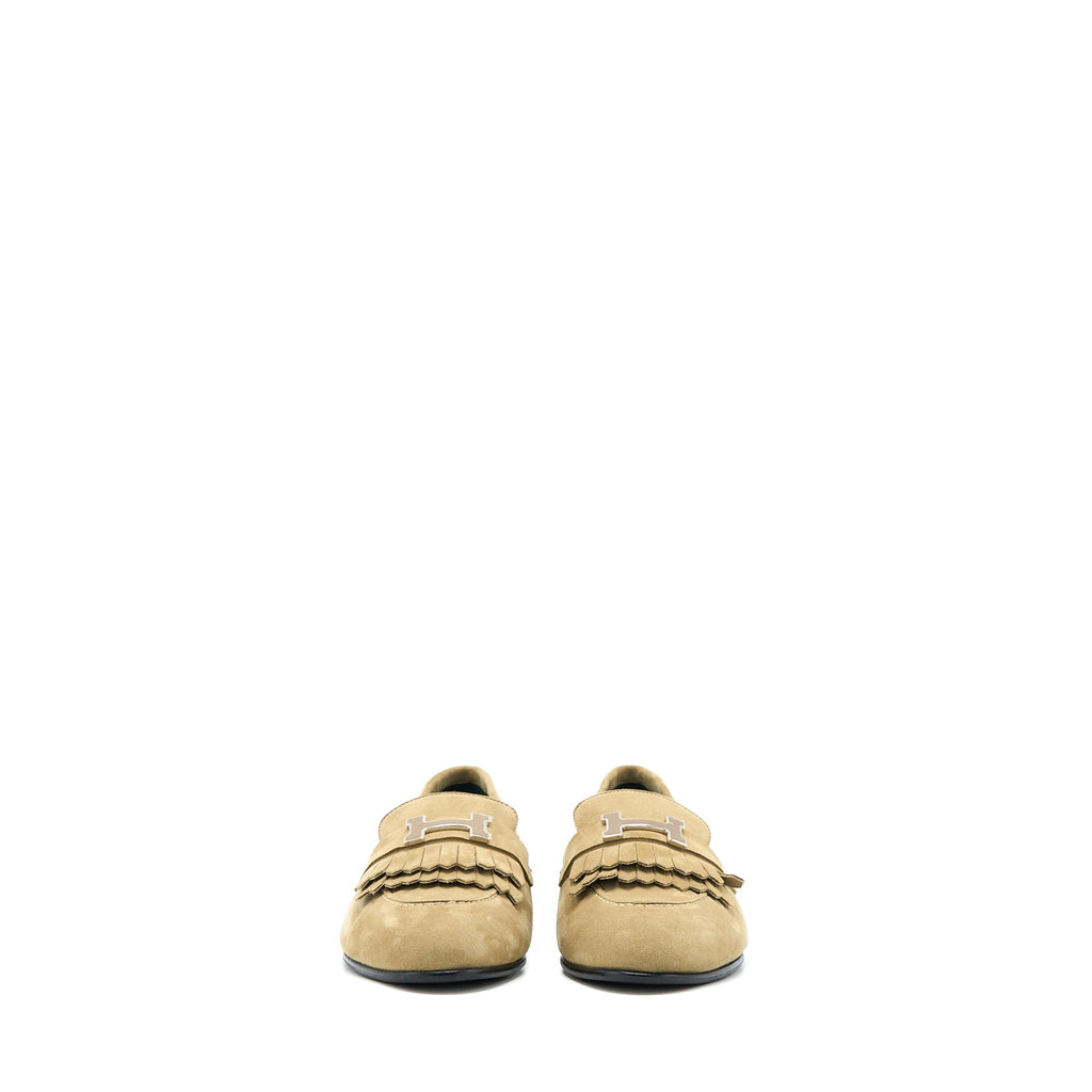HERMES MOCASSINS ROYAL SUEDE GOATSKIN BEIGE GOBI SHW