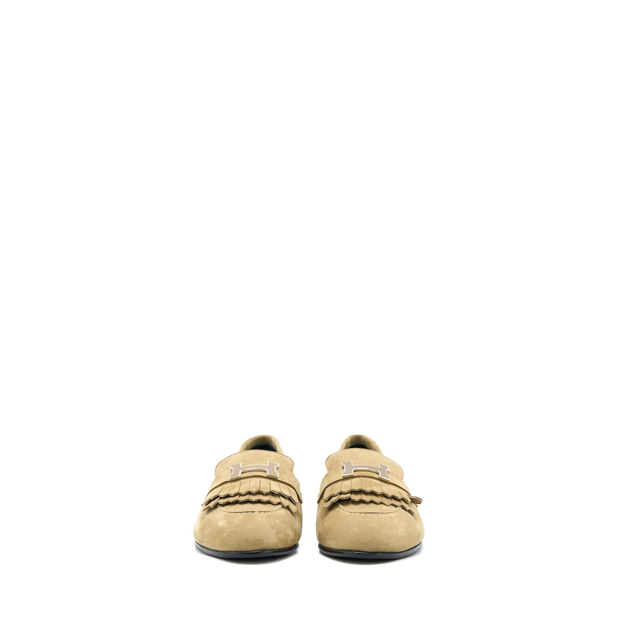 HERMES MOCASSINS ROYAL SUEDE GOATSKIN BEIGE GOBI SHW