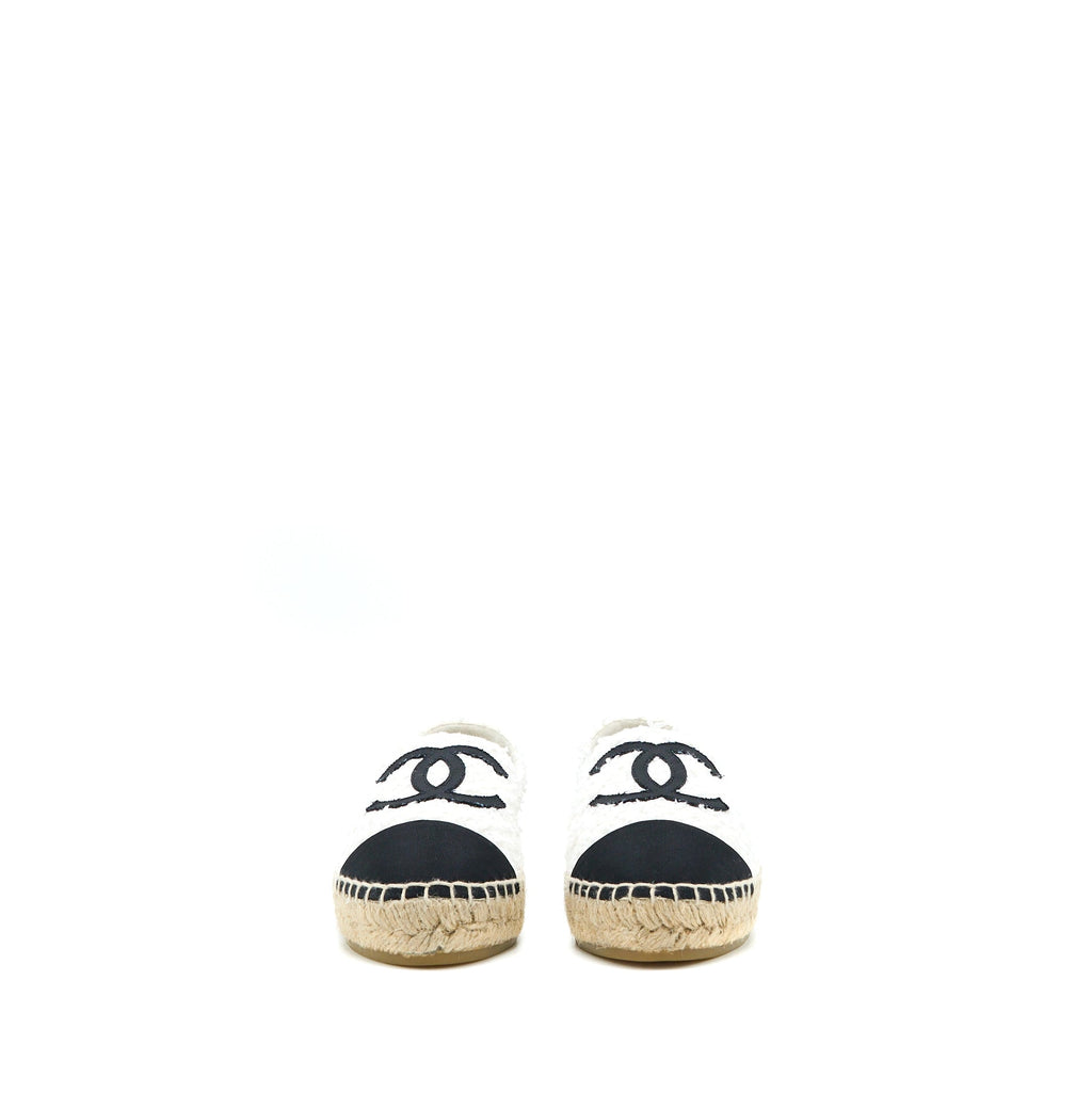 CHANEL ESPADRILLES COTTON/TWEED WHITE/BLACK