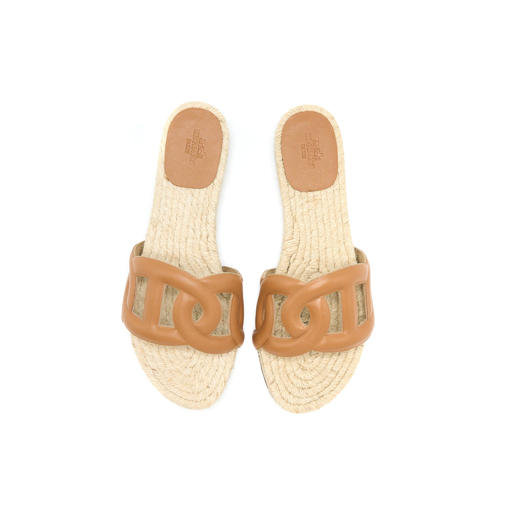 HERMES ESPADRILLES FAMOSA SENDAL NAPPA NATUREL
