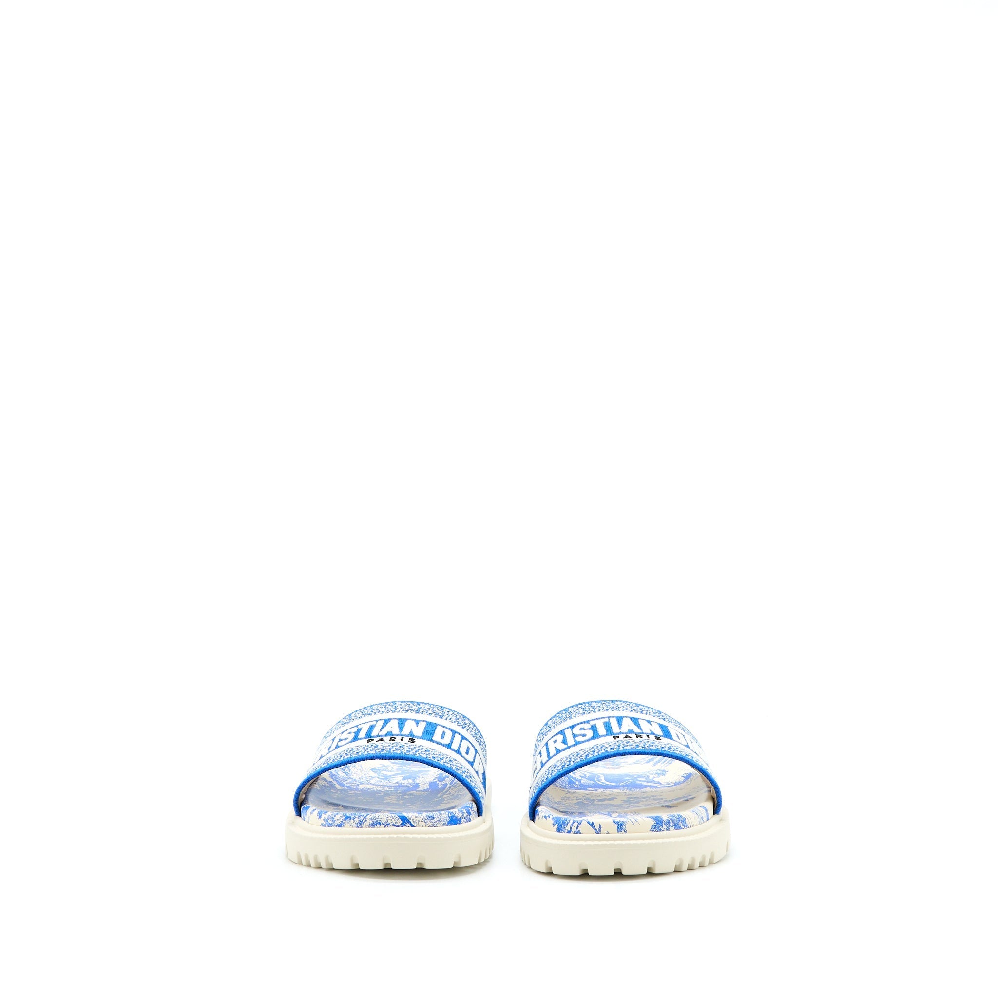DIOR SANDAL BLUE EMBROIDERED COTTON BLUE/WHITE