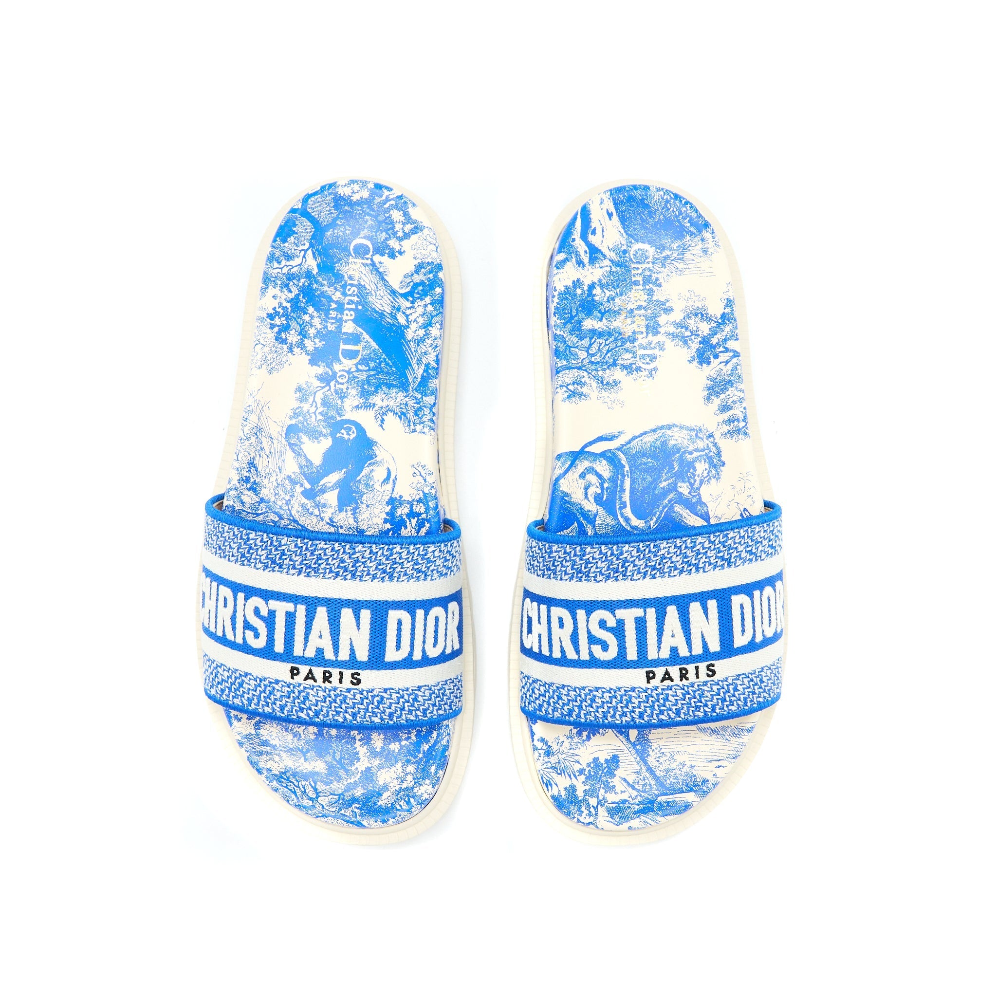 DIOR SANDAL BLUE EMBROIDERED COTTON BLUE/WHITE