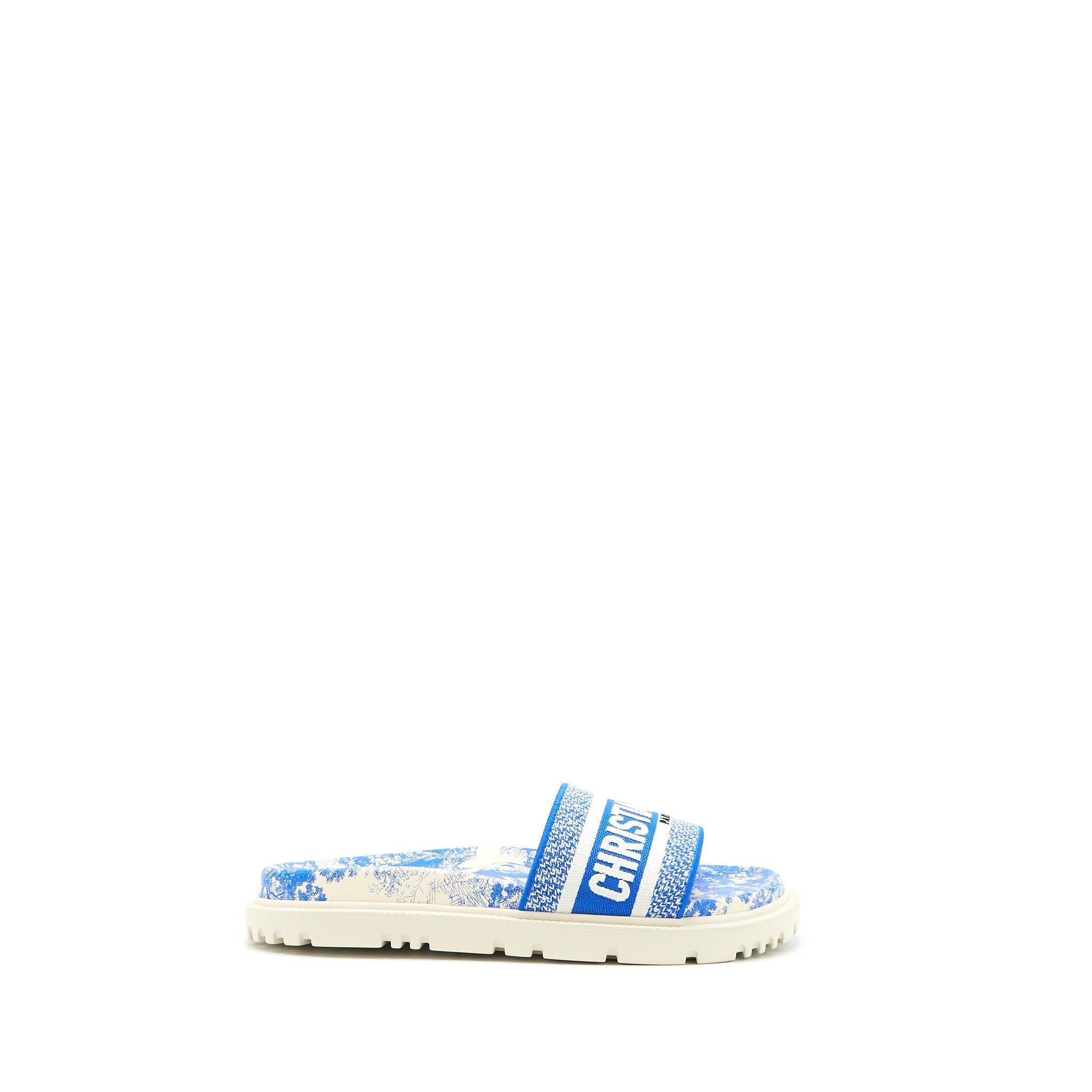 DIOR SANDAL BLUE EMBROIDERED COTTON BLUE/WHITE