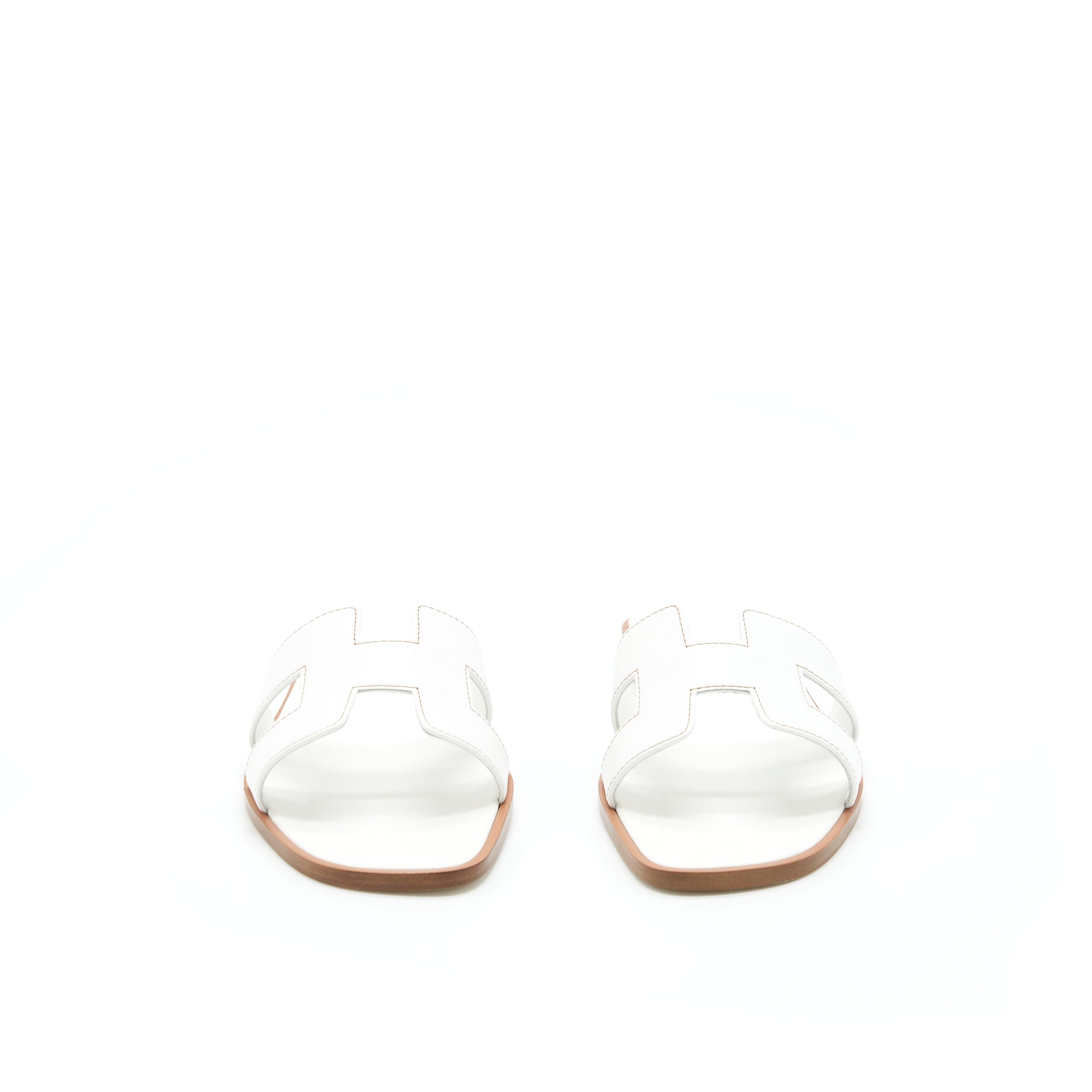HERMES ORAN SANDALS BOX LEATHER BLANC