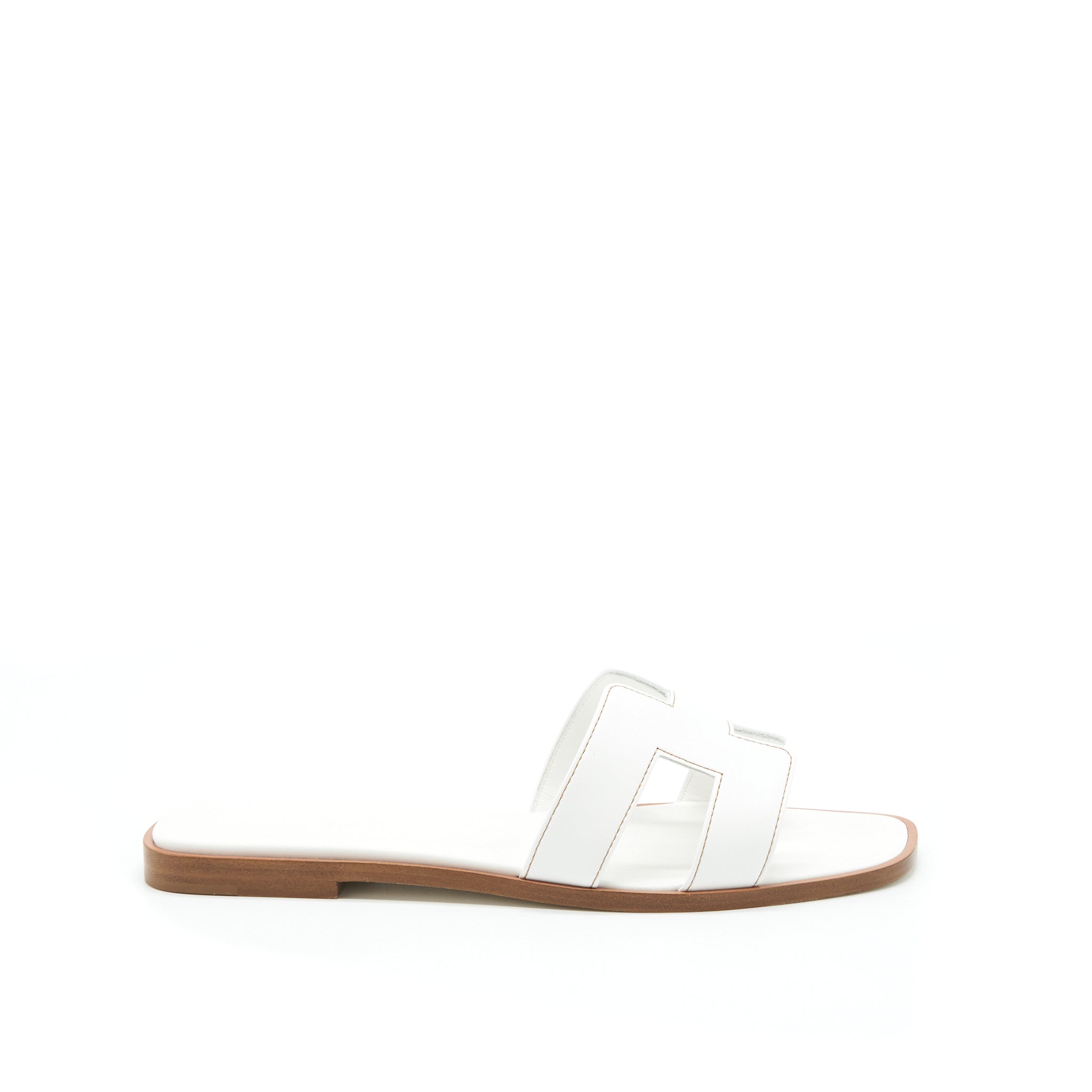 HERMES ORAN SANDALS BOX LEATHER BLANC