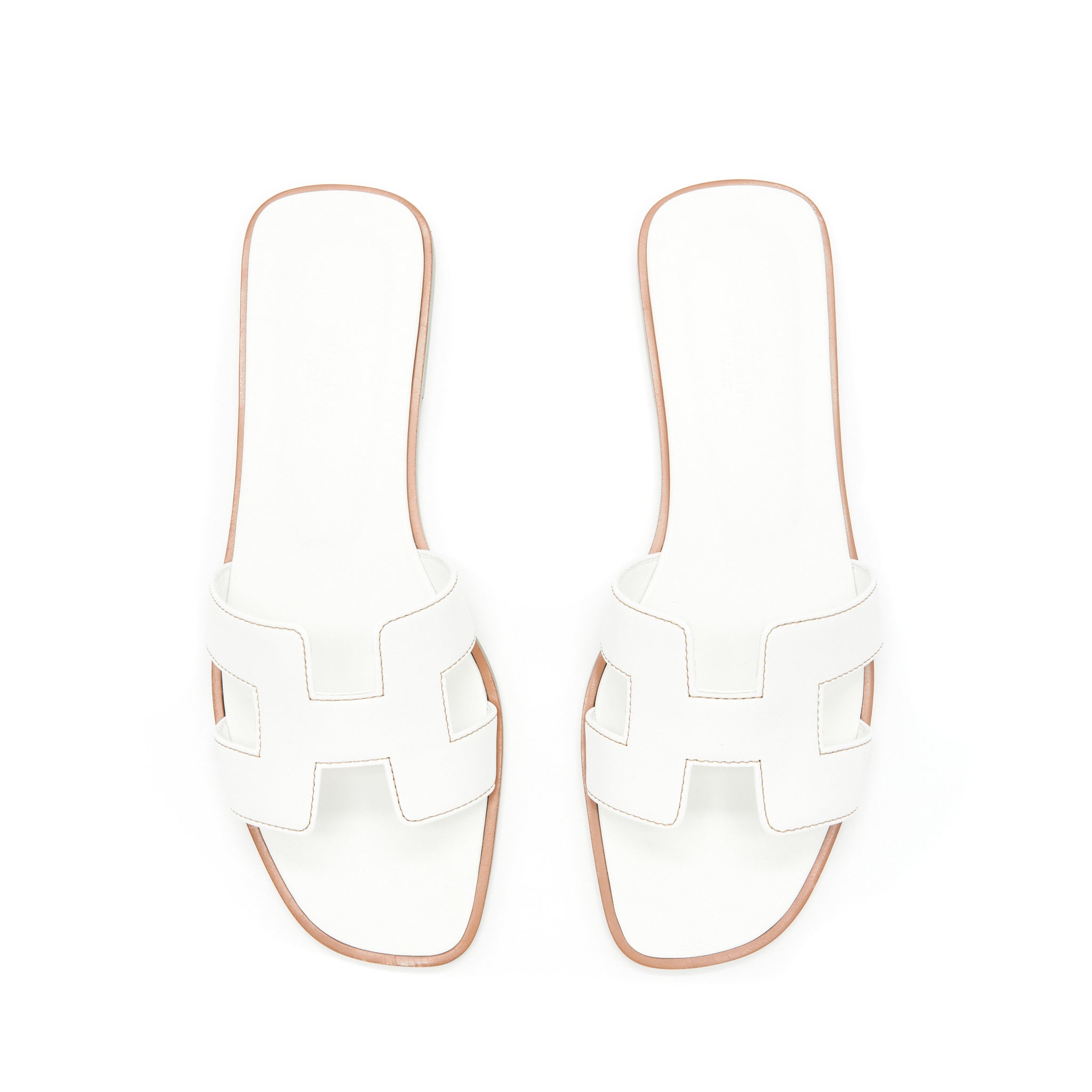 HERMES ORAN SANDALS BOX LEATHER BLANC