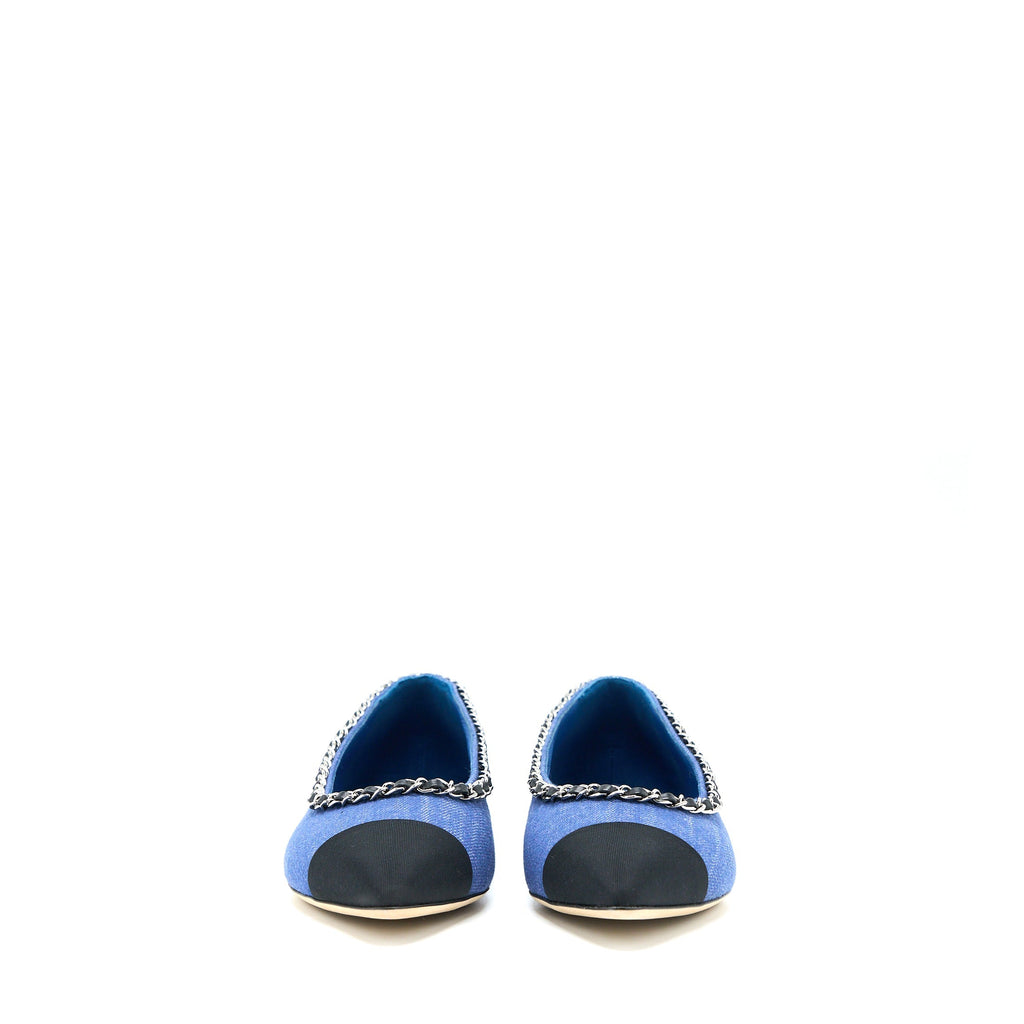CHANEL FLAT SHOES DENIM BLUE/BLACK SHW