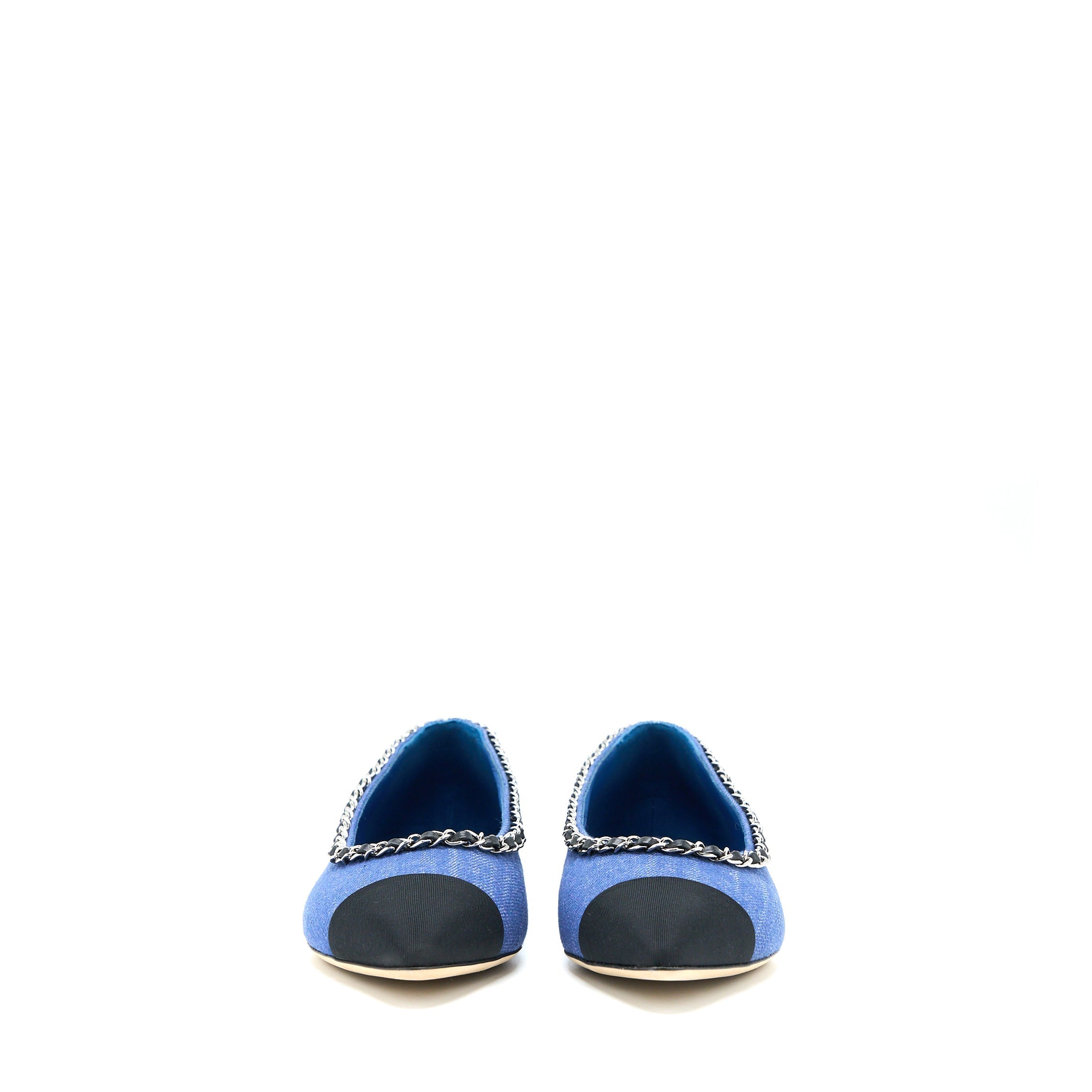 CHANEL FLAT SHOES DENIM BLUE/BLACK SHW