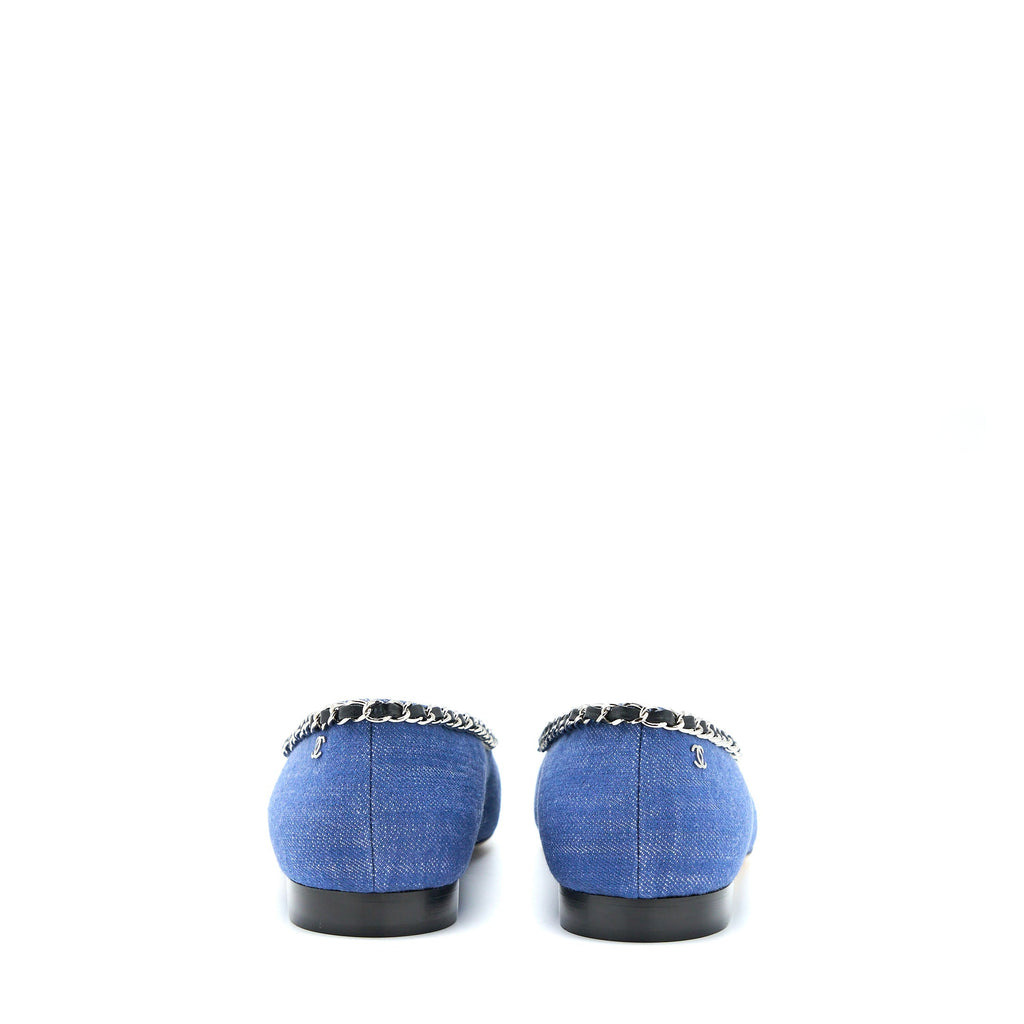 CHANEL FLAT SHOES DENIM BLUE/BLACK SHW