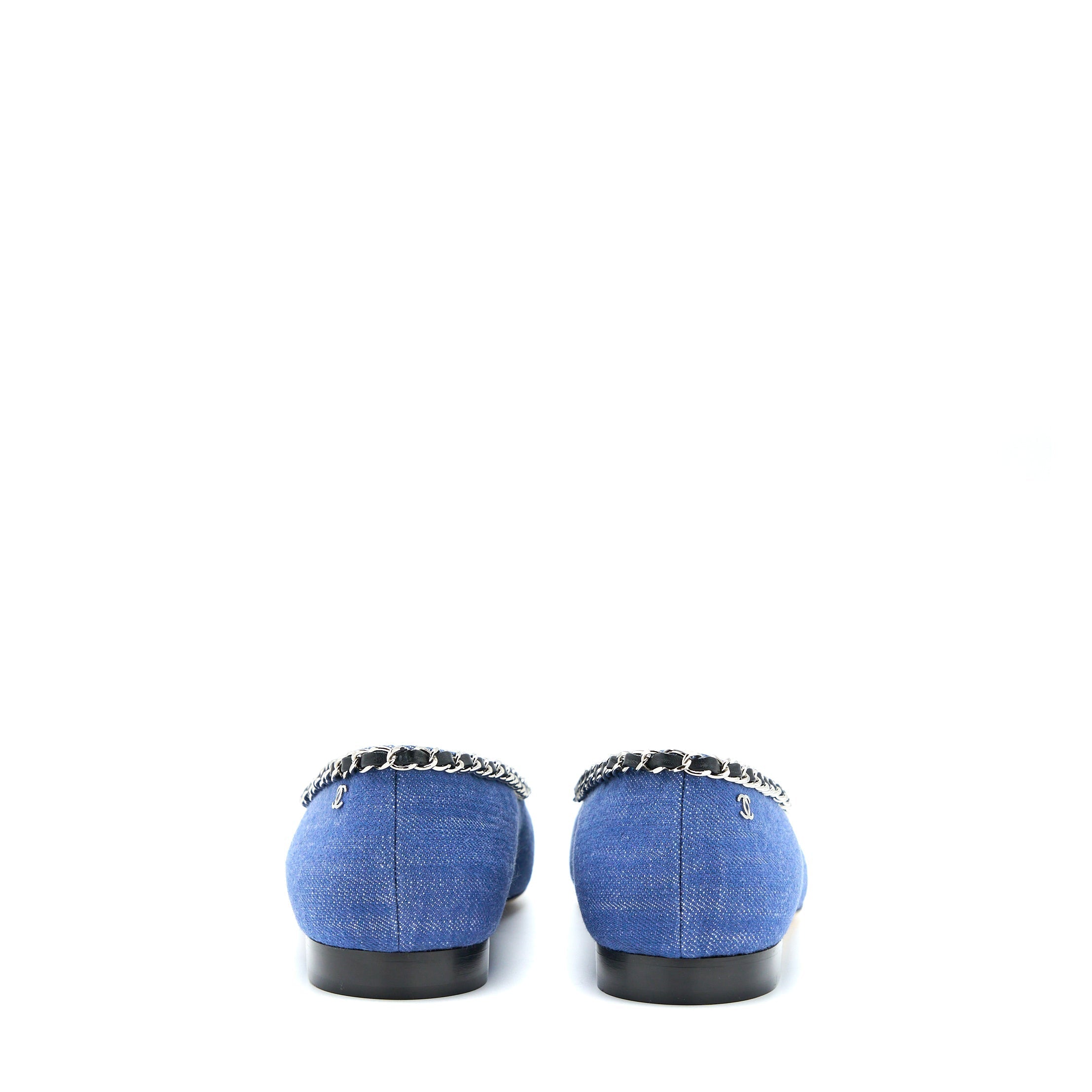CHANEL FLAT SHOES DENIM BLUE/BLACK SHW
