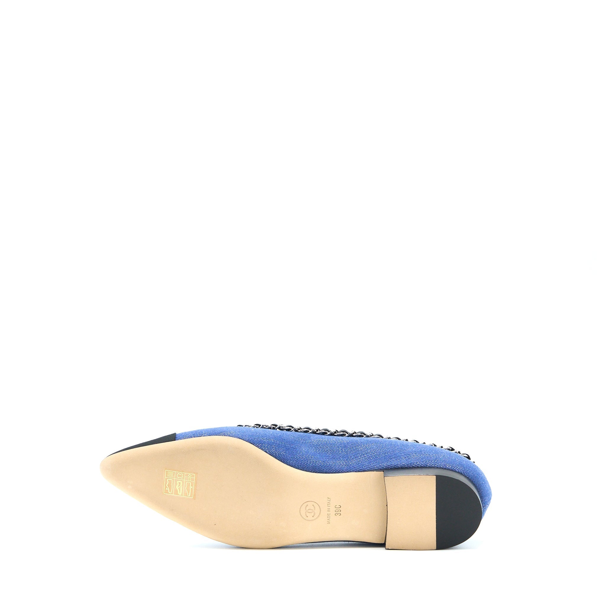 CHANEL FLAT SHOES DENIM BLUE/BLACK SHW