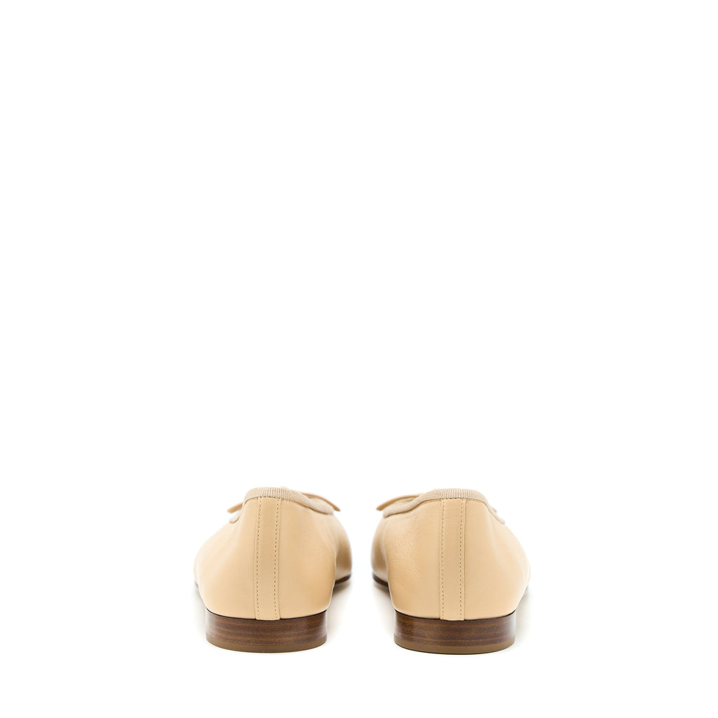 CHANEL BALLERINA FLAT SHOES LAMBSKIN BEIGE