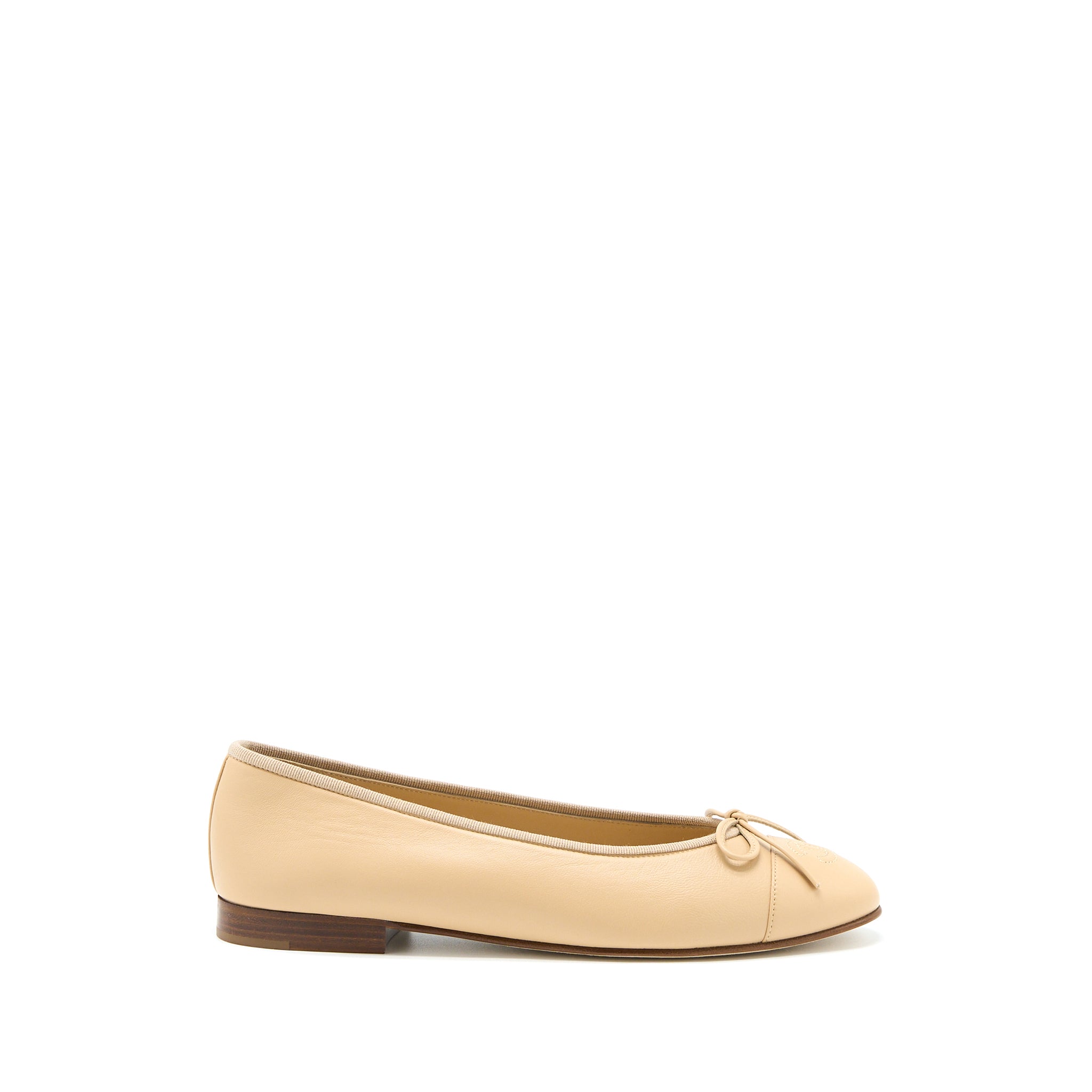 CHANEL BALLERINA FLAT SHOES LAMBSKIN BEIGE