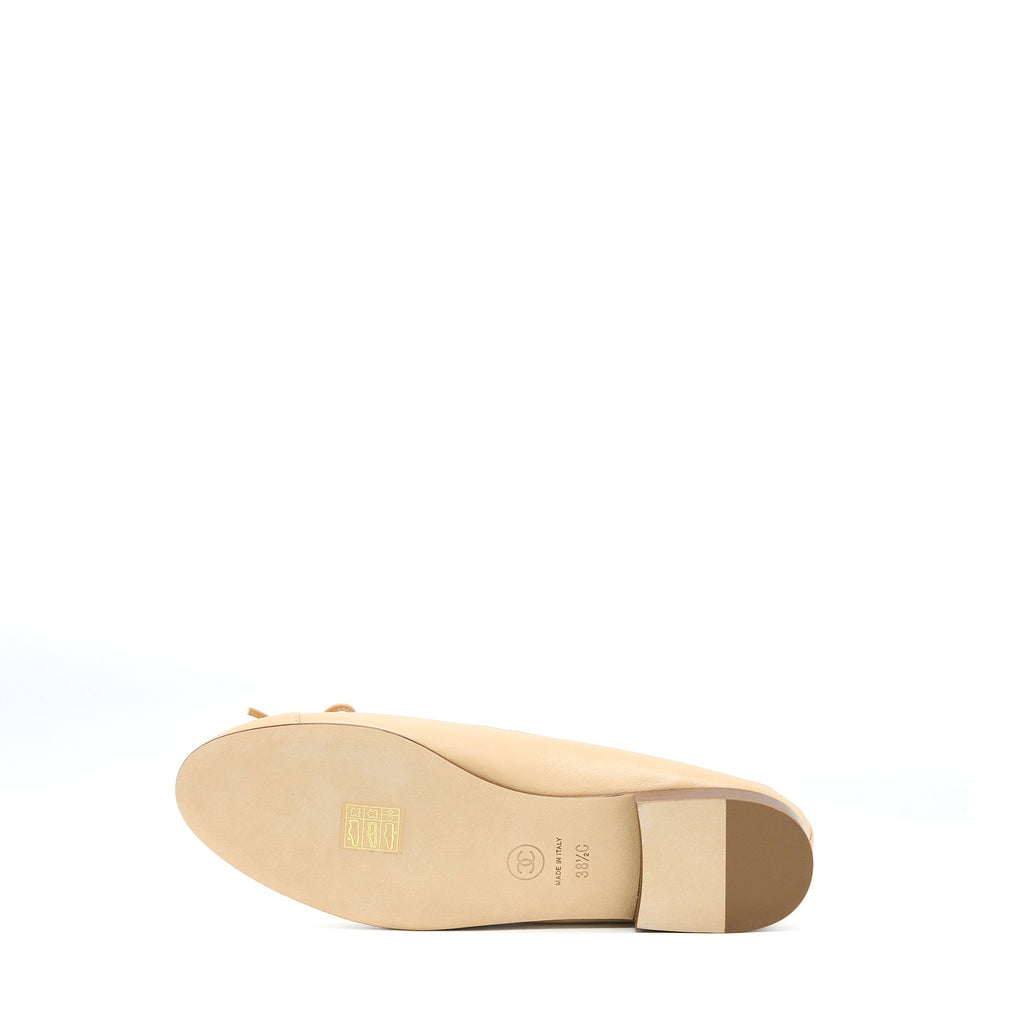 CHANEL BALLERINA FLAT SHOES LAMBSKIN BEIGE
