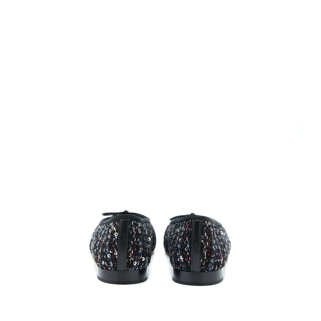 CHANEL BALLERINA FLAT SHOES TWEED/SATIN BLACK/MULTICOLOUR