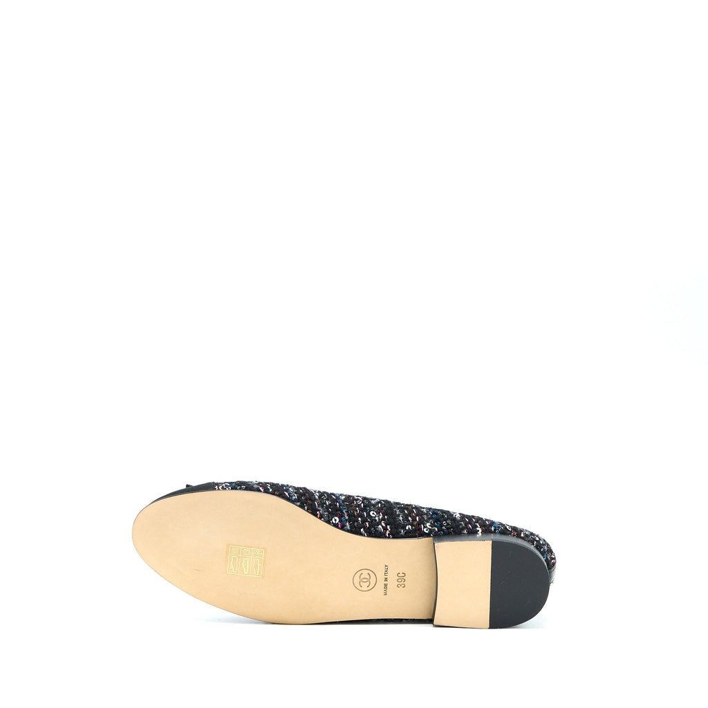 CHANEL BALLERINA FLAT SHOES TWEED/SATIN BLACK/MULTICOLOUR