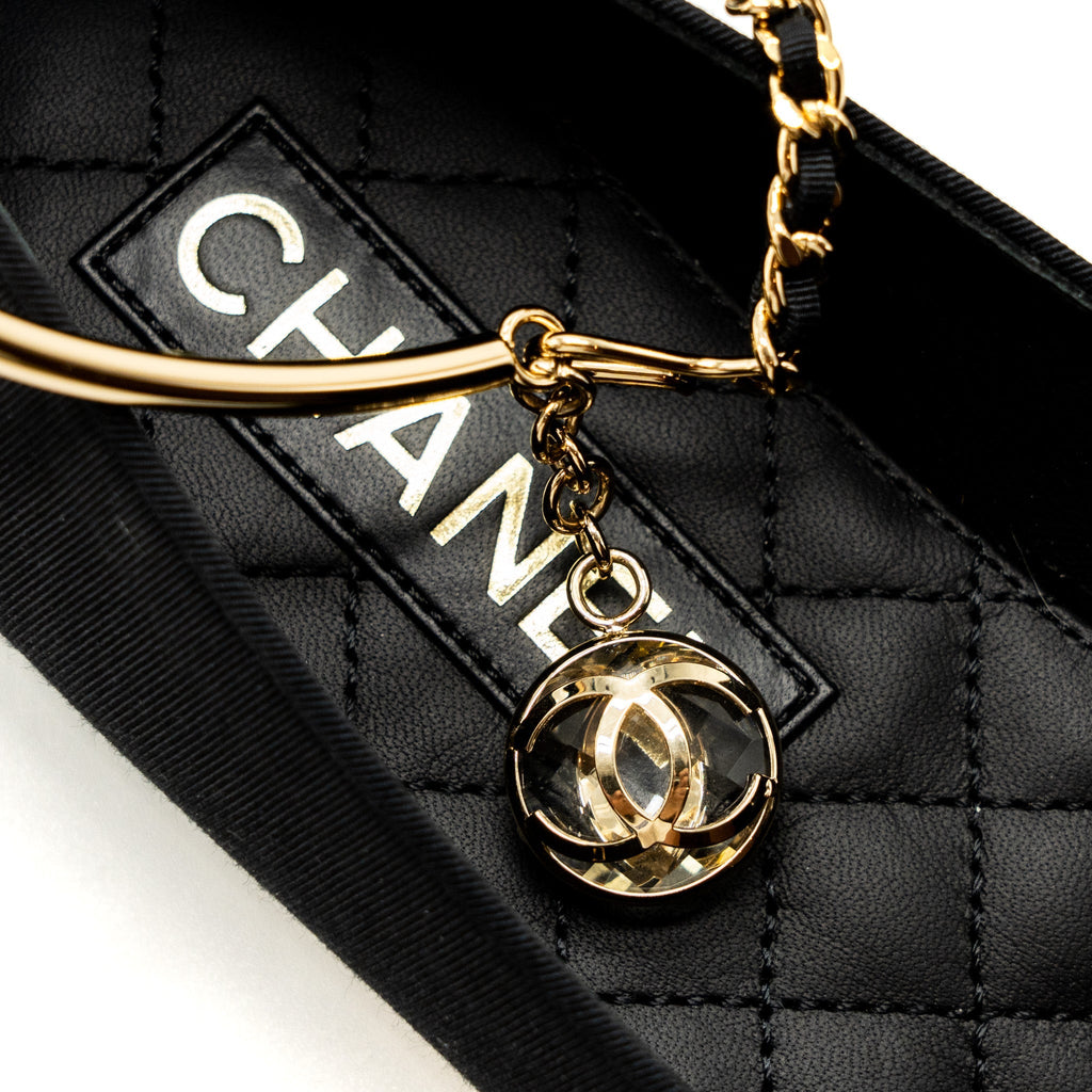 CHANEL BALLERINAS SHOES CANVAS/LEATHER BLACK LGHW