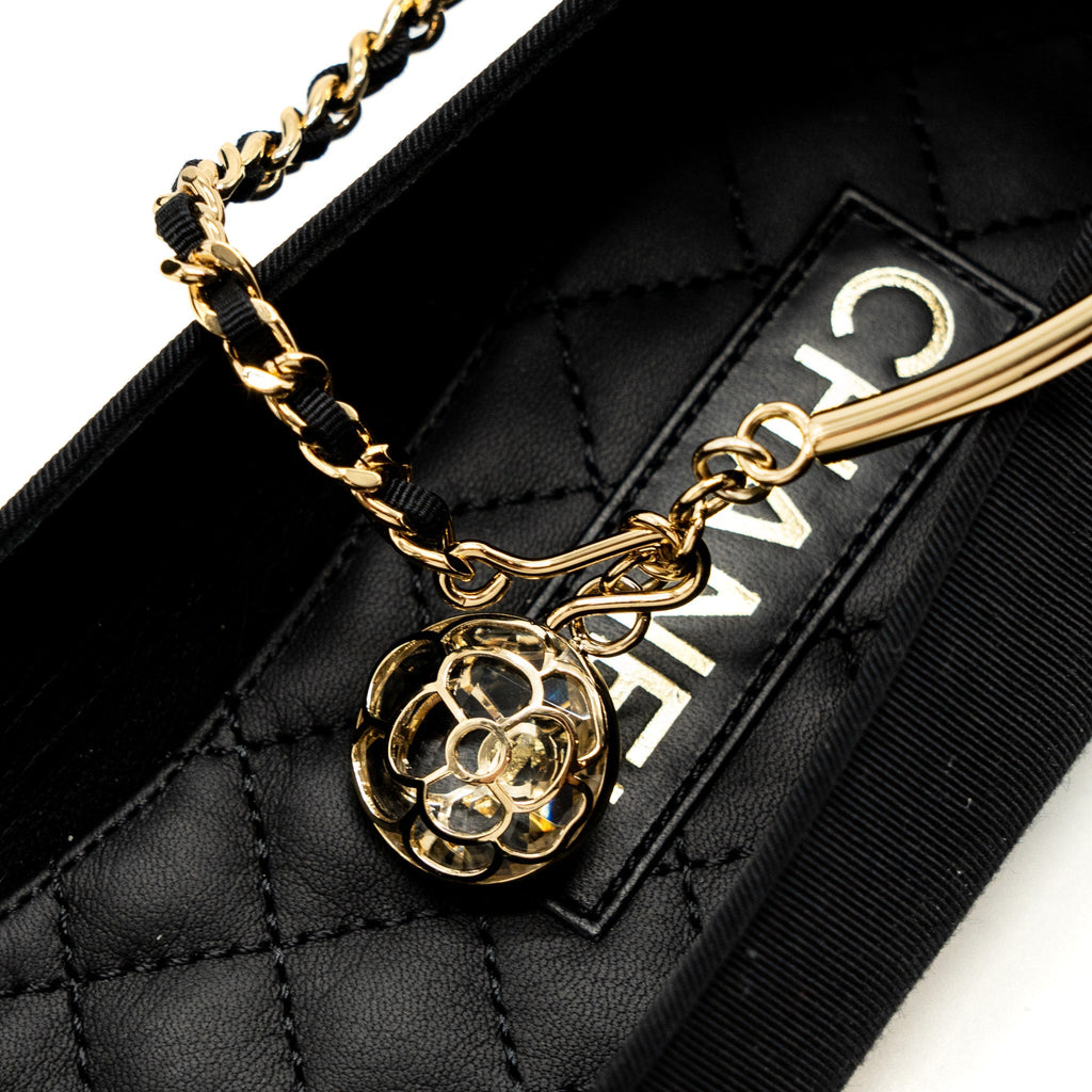 CHANEL BALLERINAS SHOES CANVAS/LEATHER BLACK LGHW