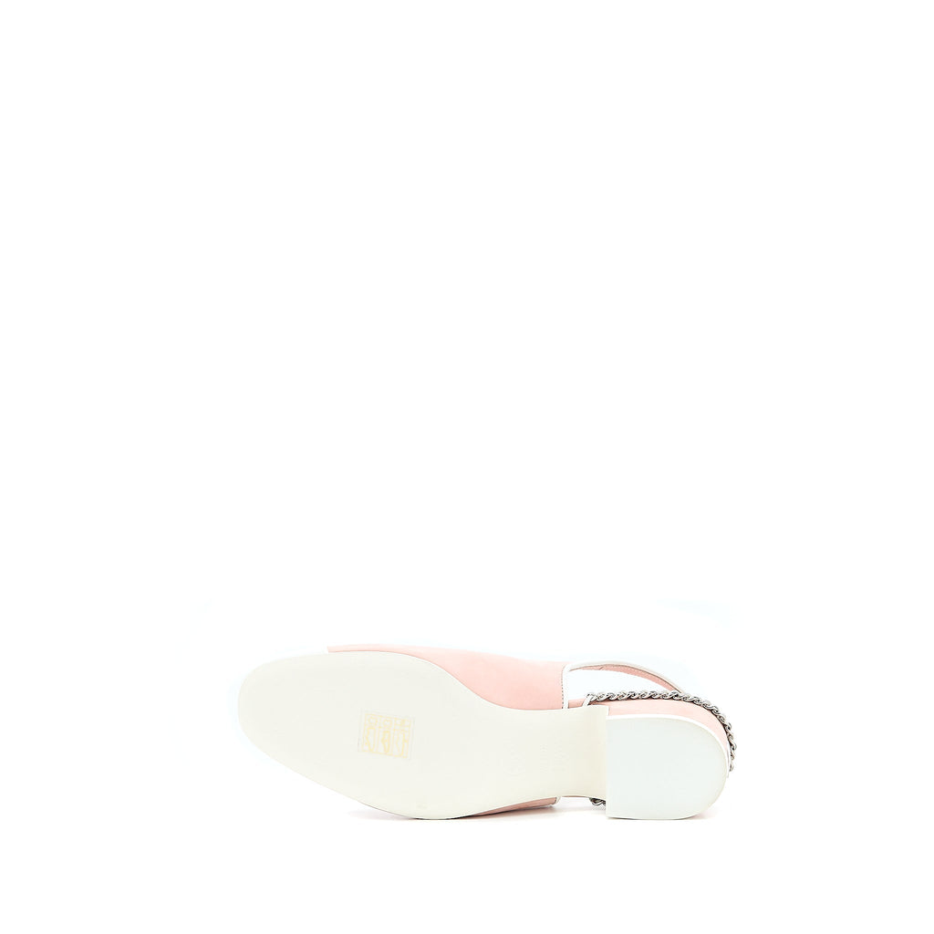 CHANEL SLINGBACK HEEL SUEDE/PATENT PINK/WHITE SHW