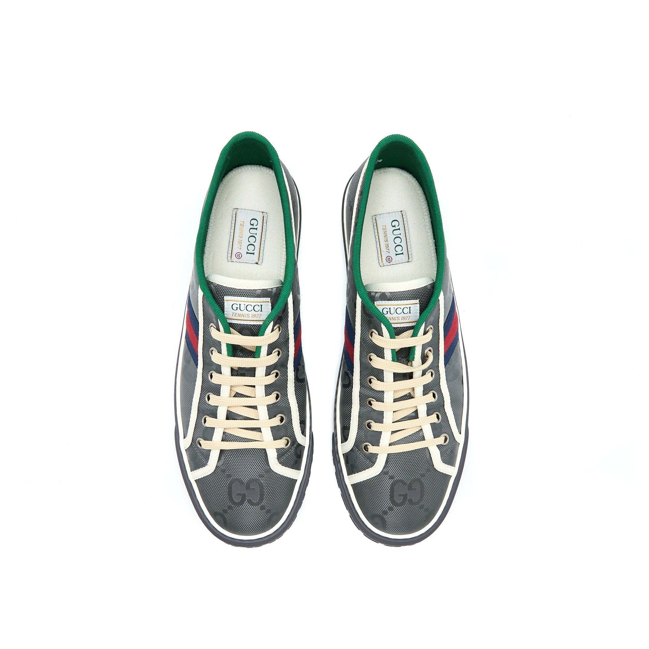GUCCI MEN‘S SNEAKERS OFF THE GRID WEBBING-TRIMMED MONOGRAMMED ECONYL CANVAS