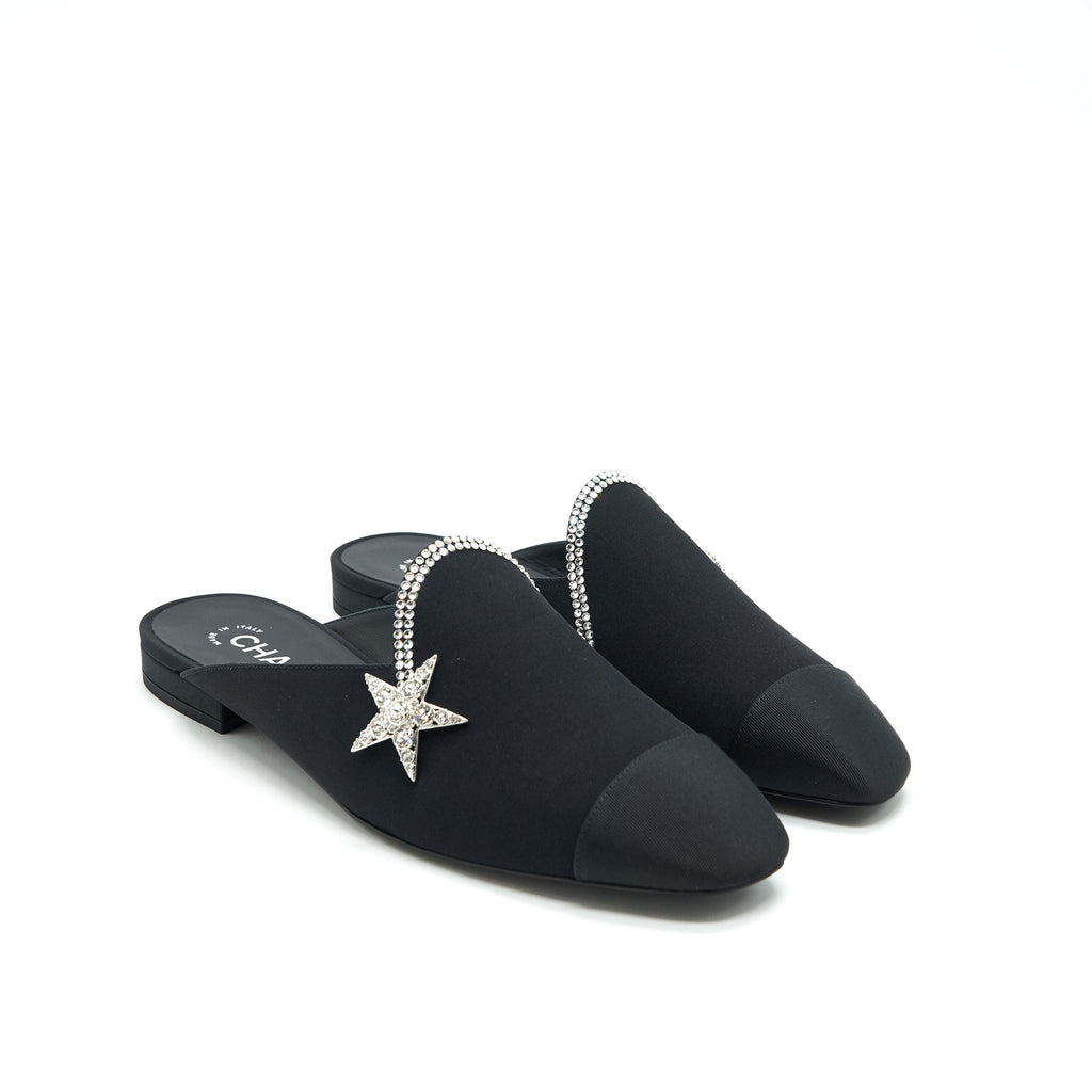 CHANEL STAR VELVET LOAFER BLACK