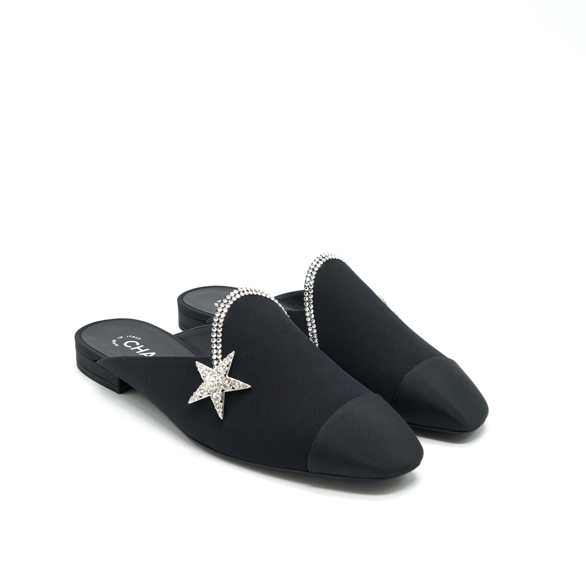 CHANEL STAR VELVET LOAFER BLACK