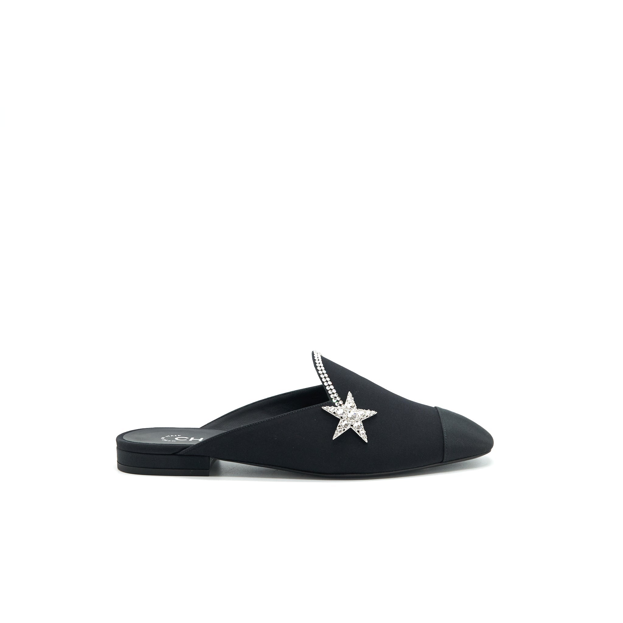 CHANEL STAR VELVET LOAFER BLACK