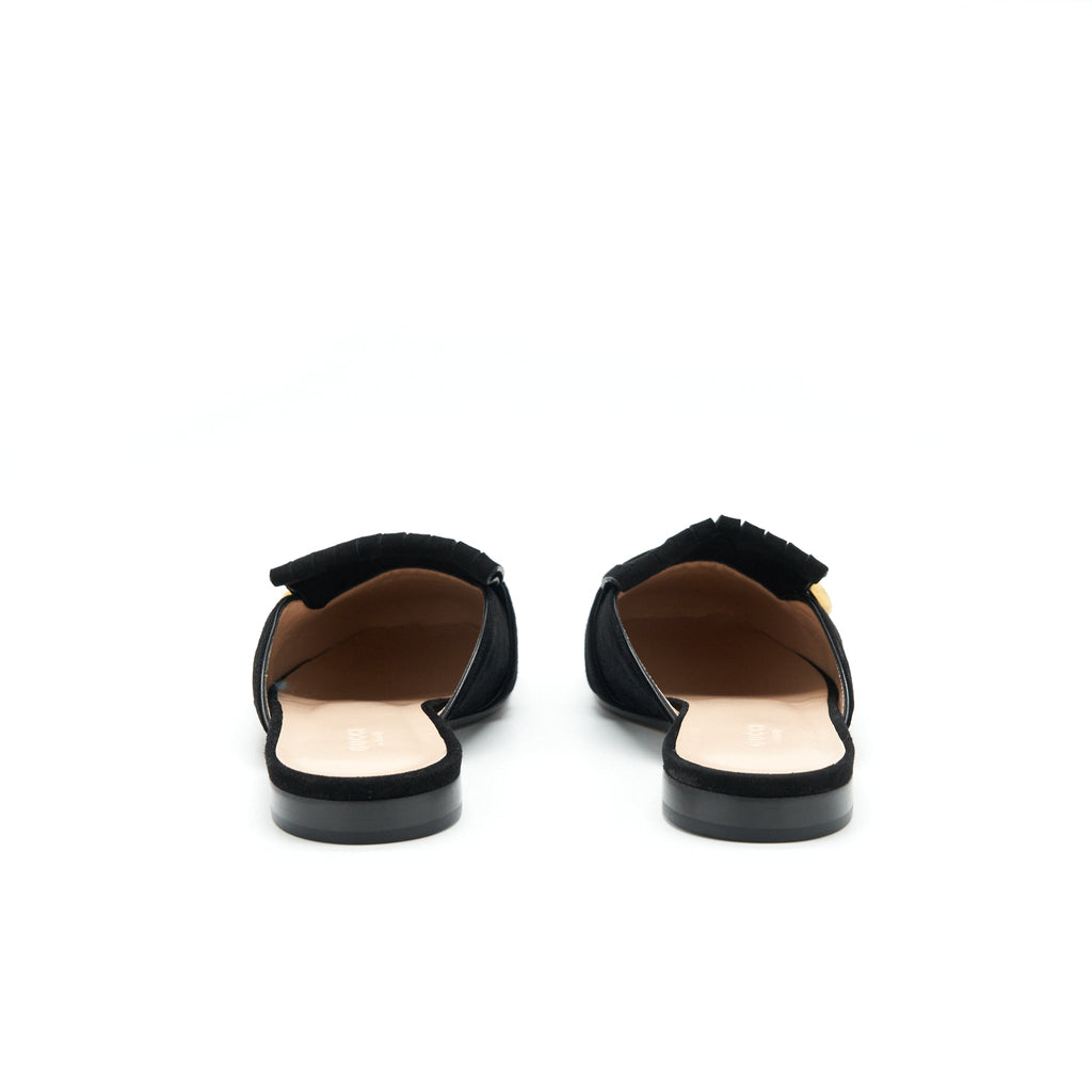 GUCCI GG SUEDE LEATHER MULES BLACK