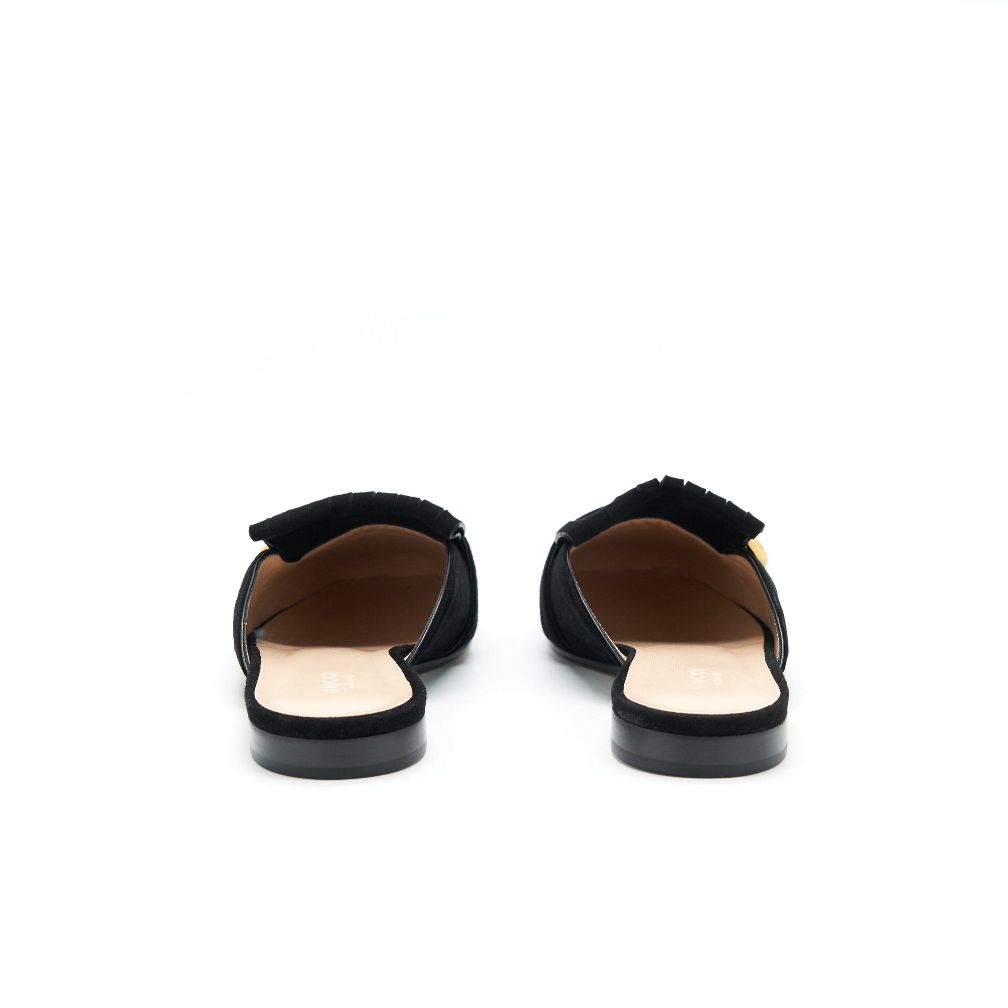 GUCCI GG SUEDE LEATHER MULES BLACK