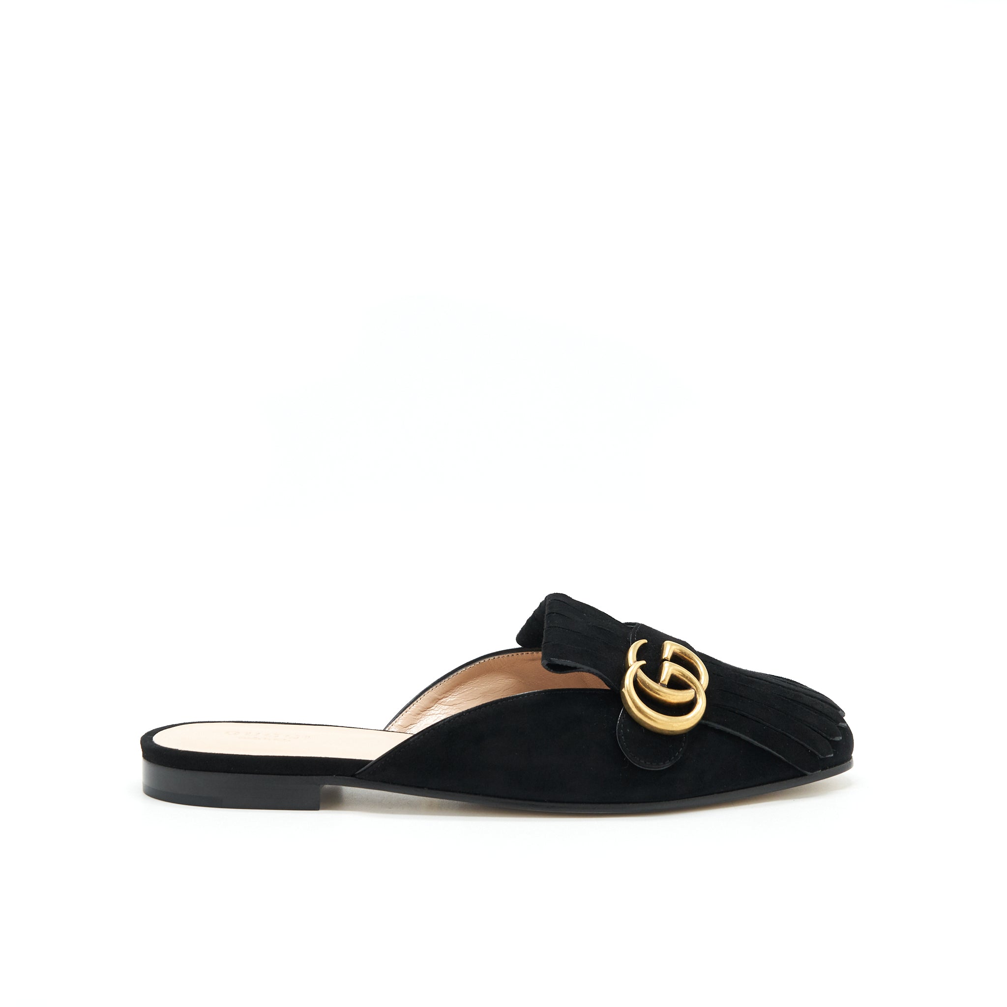 GUCCI GG SUEDE LEATHER MULES BLACK