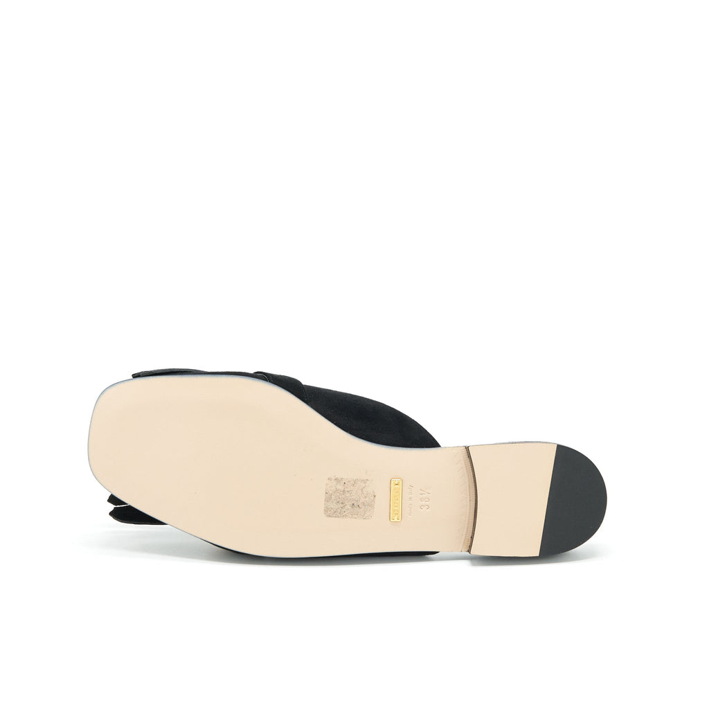 GUCCI GG SUEDE LEATHER MULES BLACK