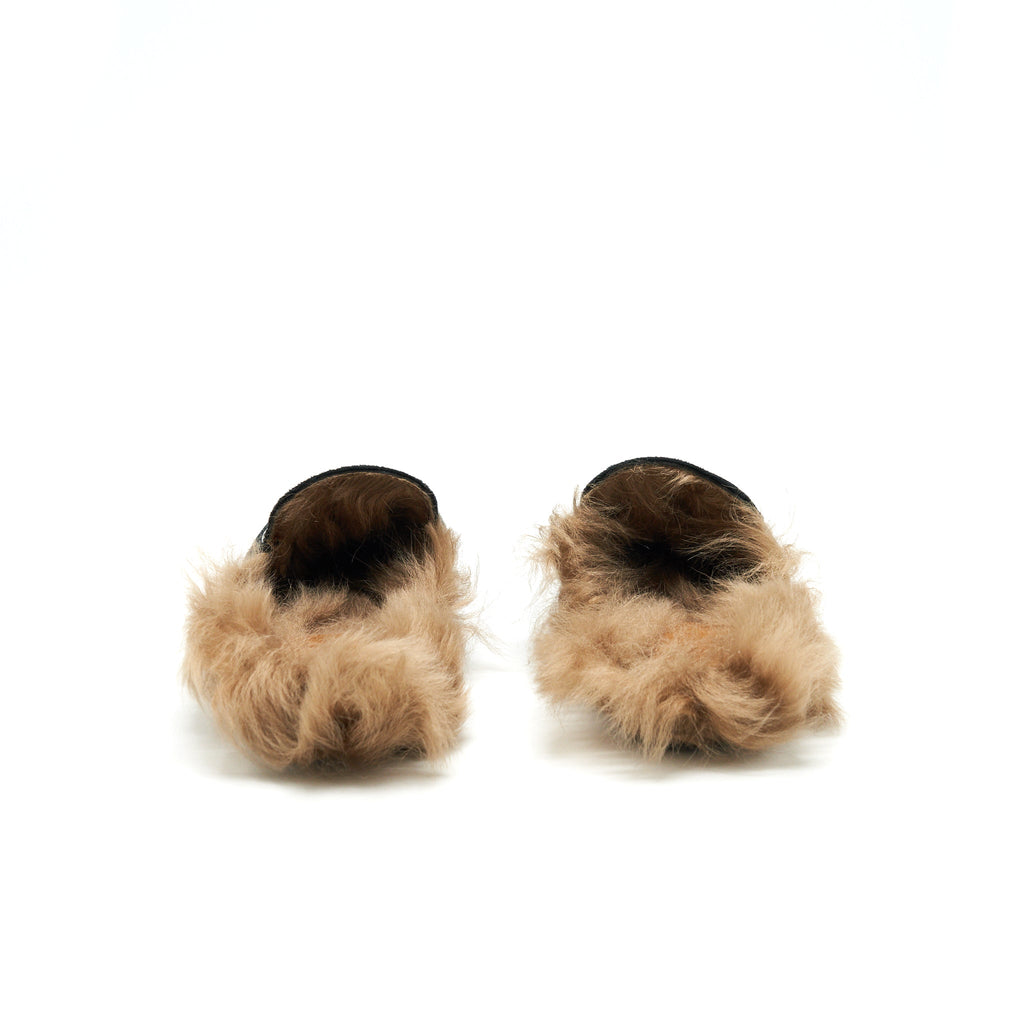 GUCCI VELVET MULES FUR BLACK