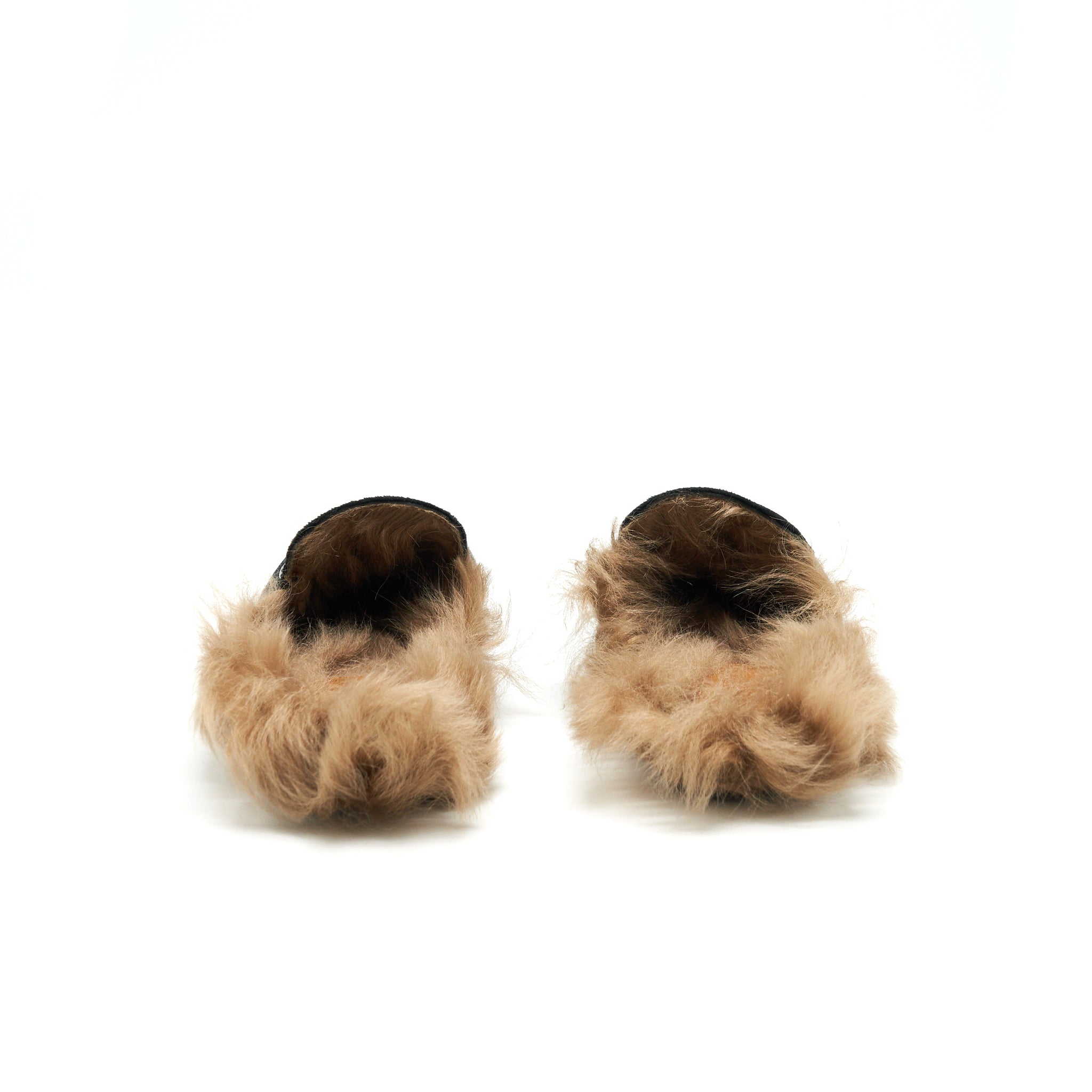 GUCCI VELVET MULES FUR BLACK