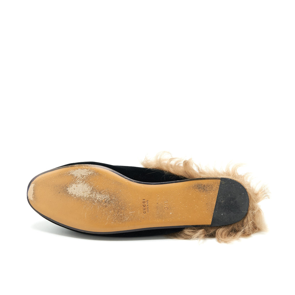 GUCCI VELVET MULES FUR BLACK