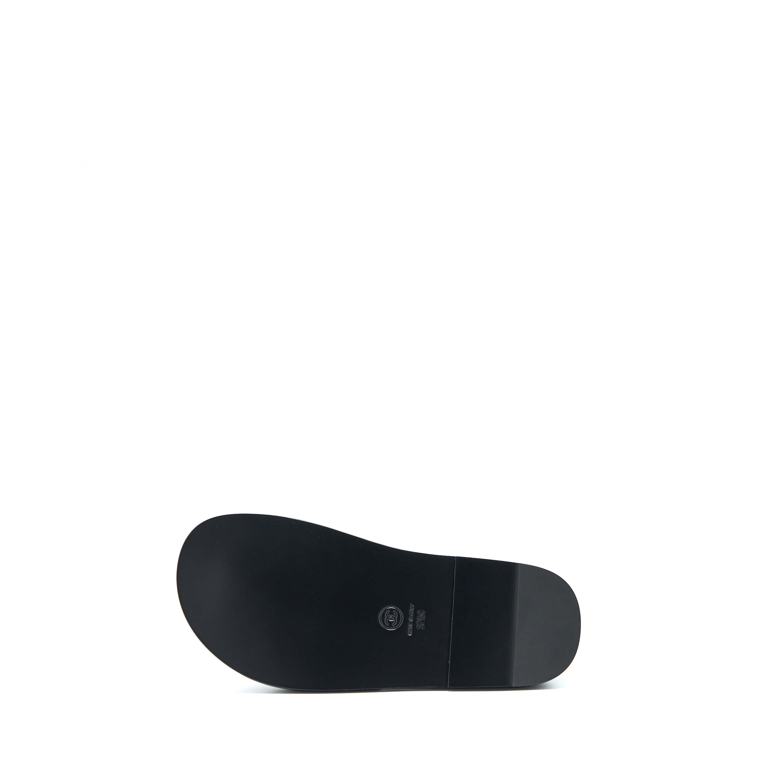 CHANEL LOGO MULTICOLOUR LETTER SLIDES BLACK