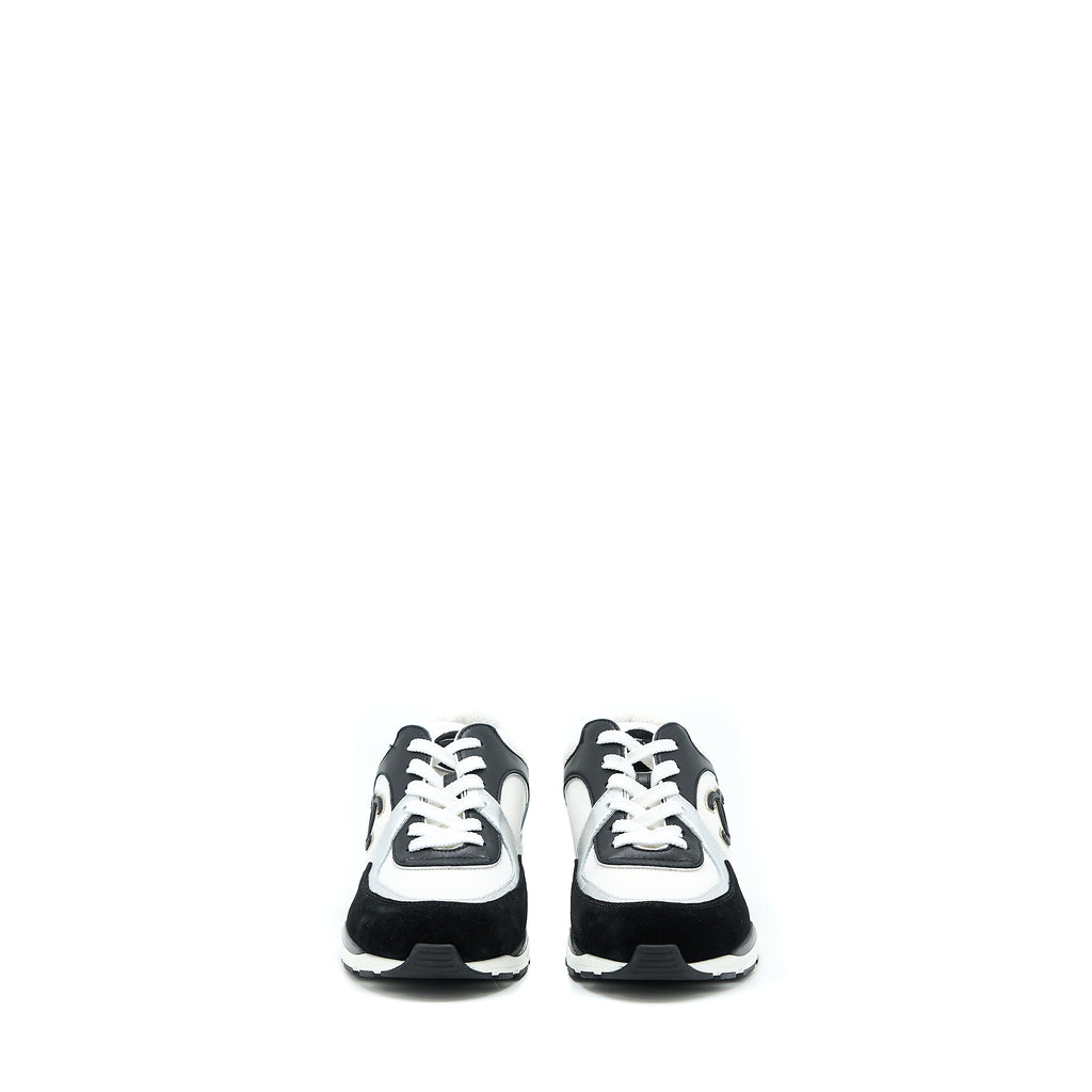 CHANEL TRAINERS SUEDE BLACK/WHITE/SILVER