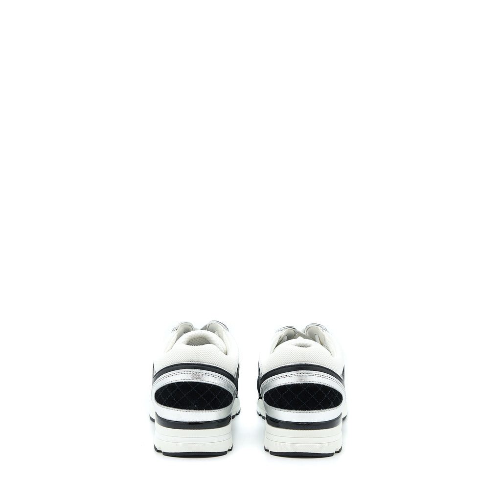 CHANEL TRAINERS SUEDE BLACK/WHITE/SILVER