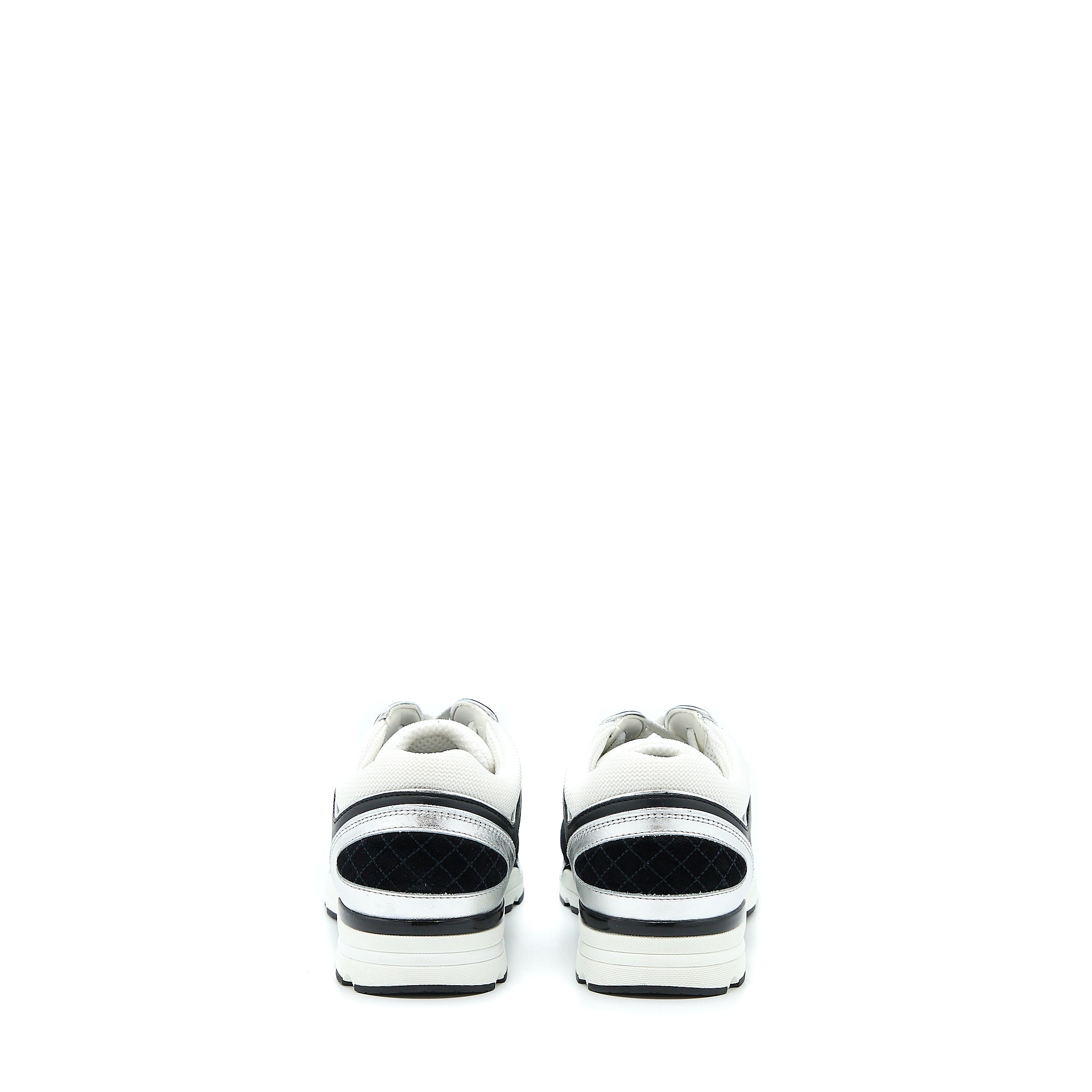 CHANEL TRAINERS SUEDE BLACK/WHITE/SILVER