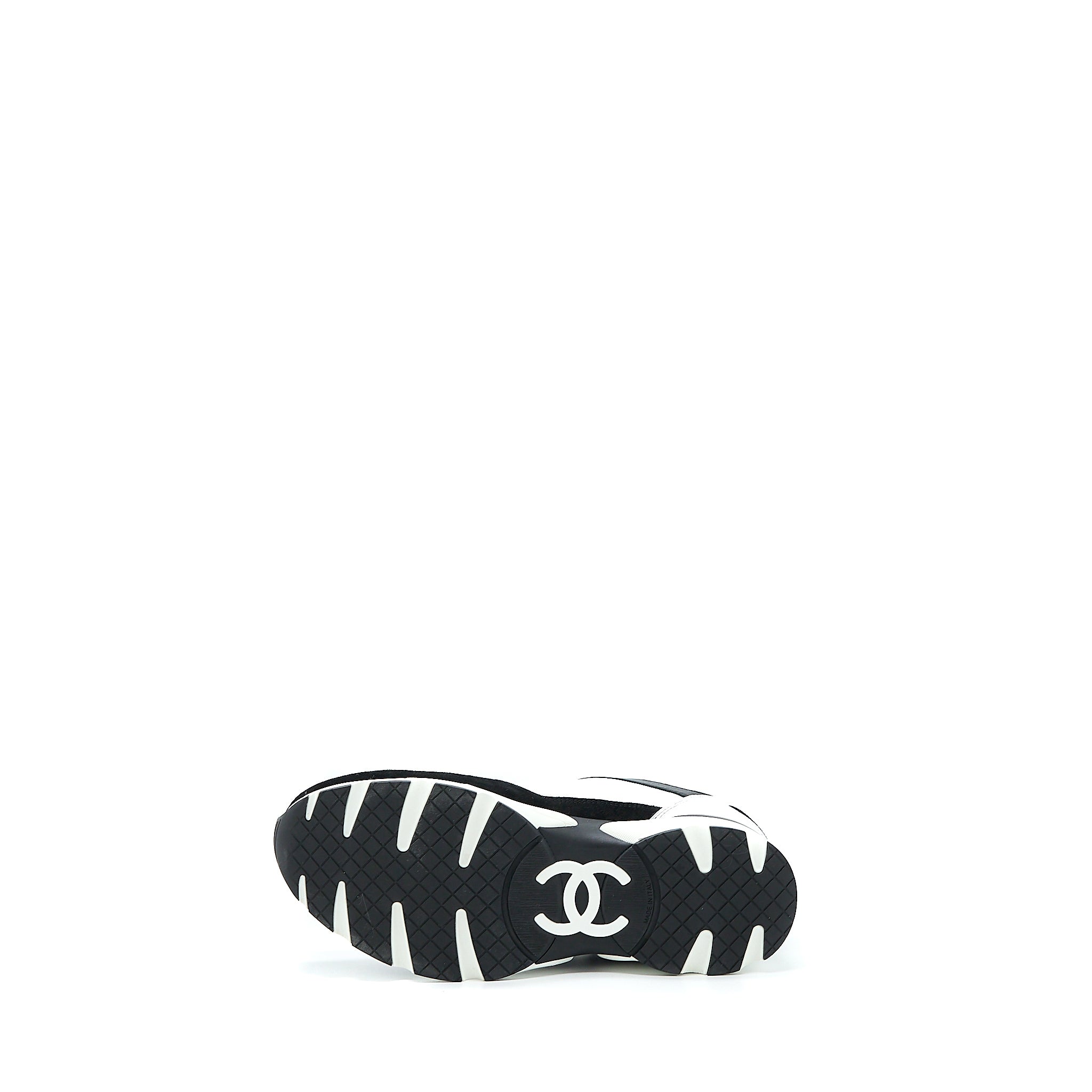 CHANEL TRAINERS SUEDE BLACK/WHITE/SILVER