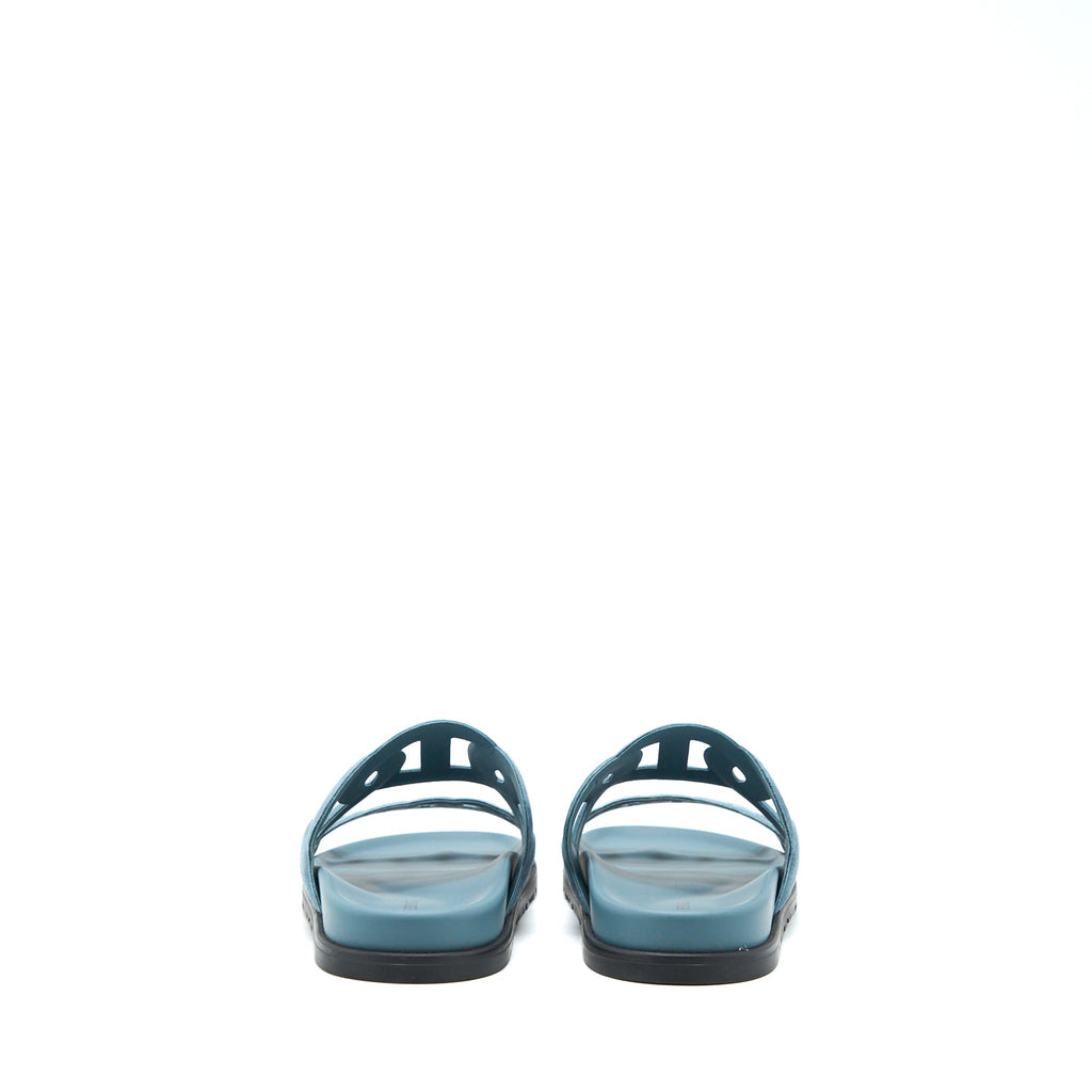 HERMES EXTRA SANDALS CHÈVRE VELOURS BLUE PINEDE