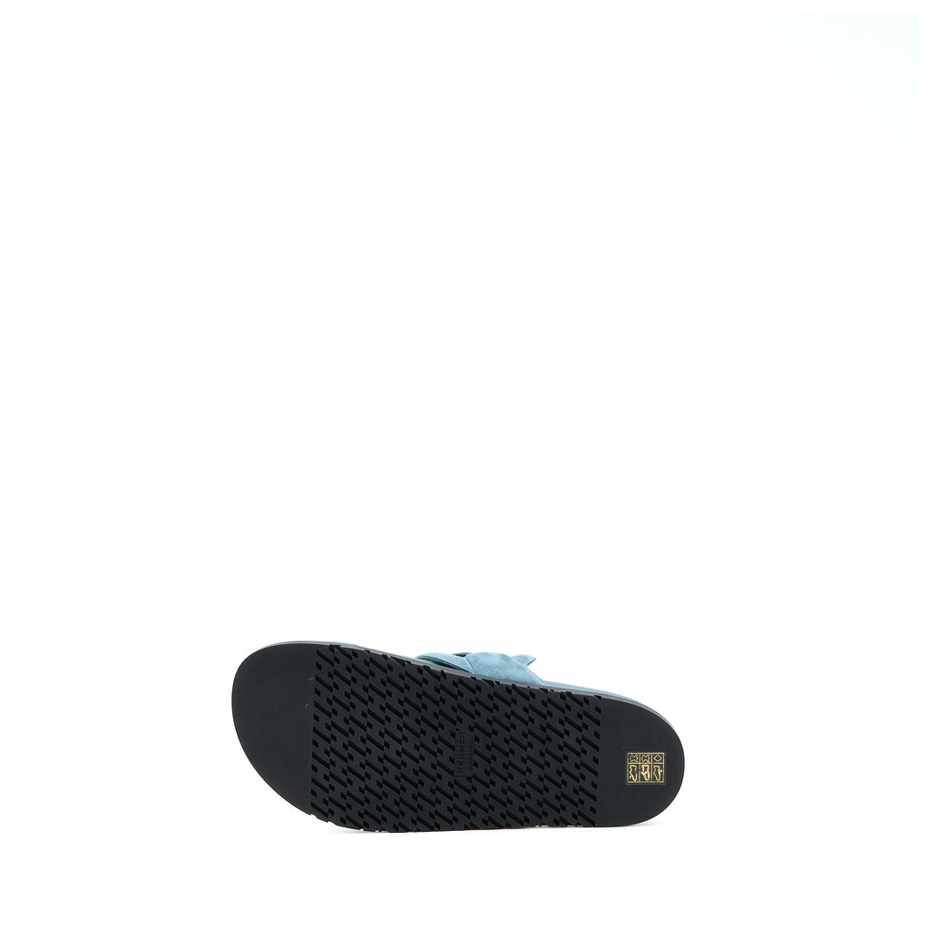 HERMES EXTRA SANDALS CHÈVRE VELOURS BLUE PINEDE