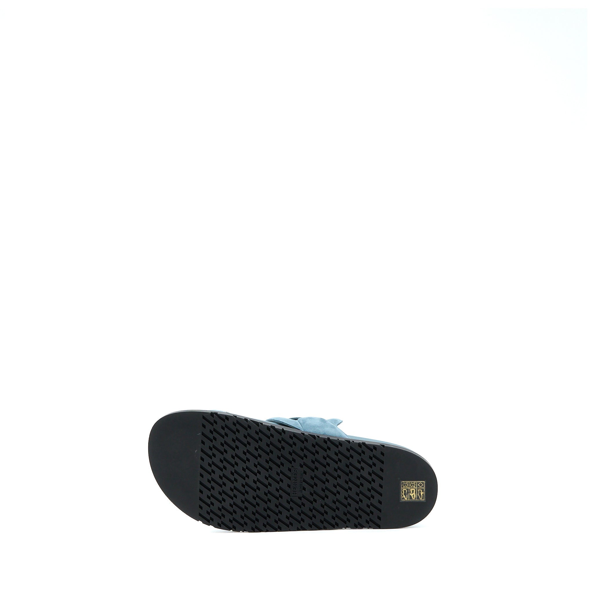 HERMES EXTRA SANDALS CHÈVRE VELOURS BLUE PINEDE