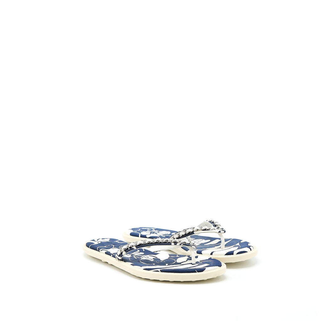 CHANEL FLIP FLOPS WITH CHAIN RUBBER/CANVAS MULTICOLOUR SHW