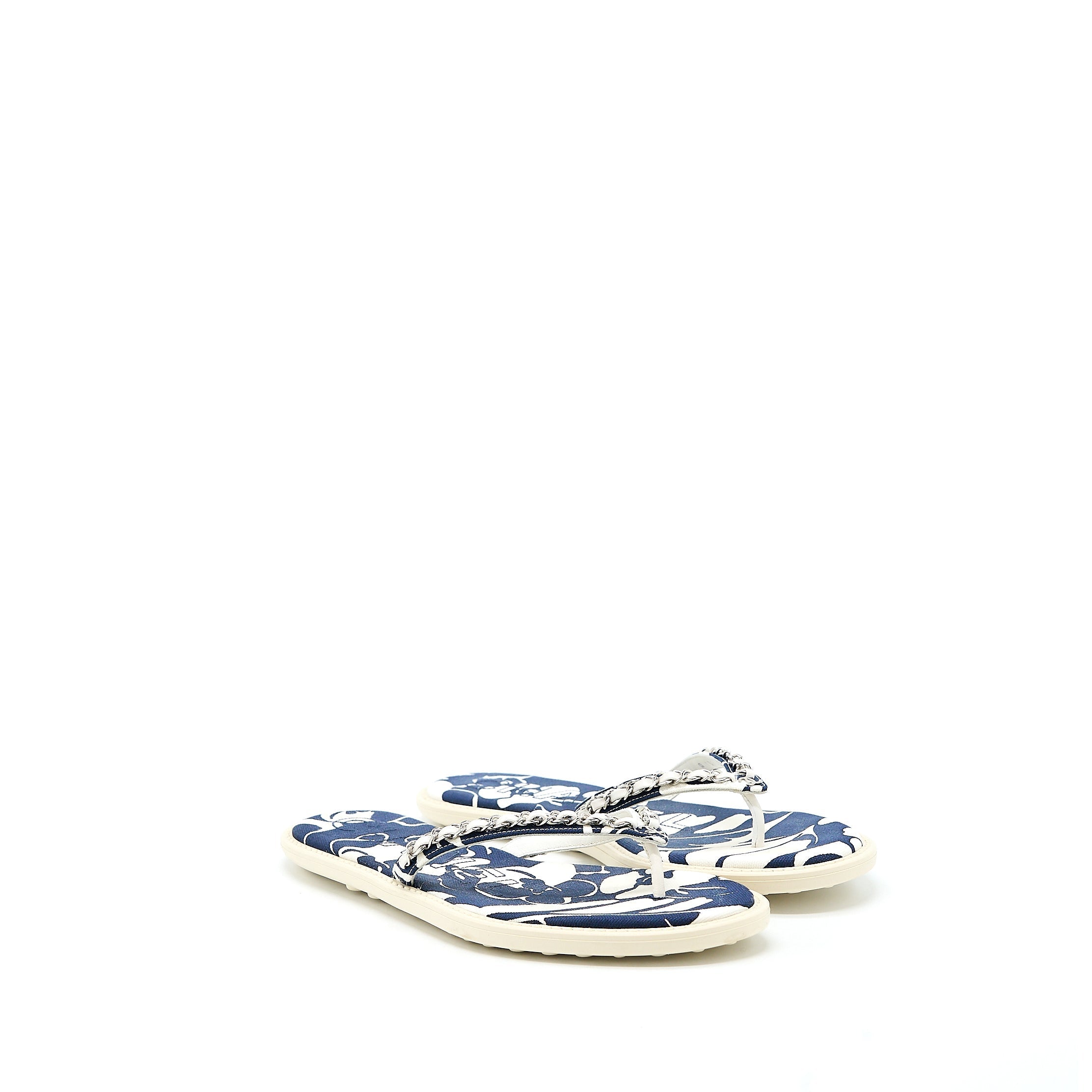 CHANEL FLIP FLOPS WITH CHAIN RUBBER/CANVAS MULTICOLOUR SHW