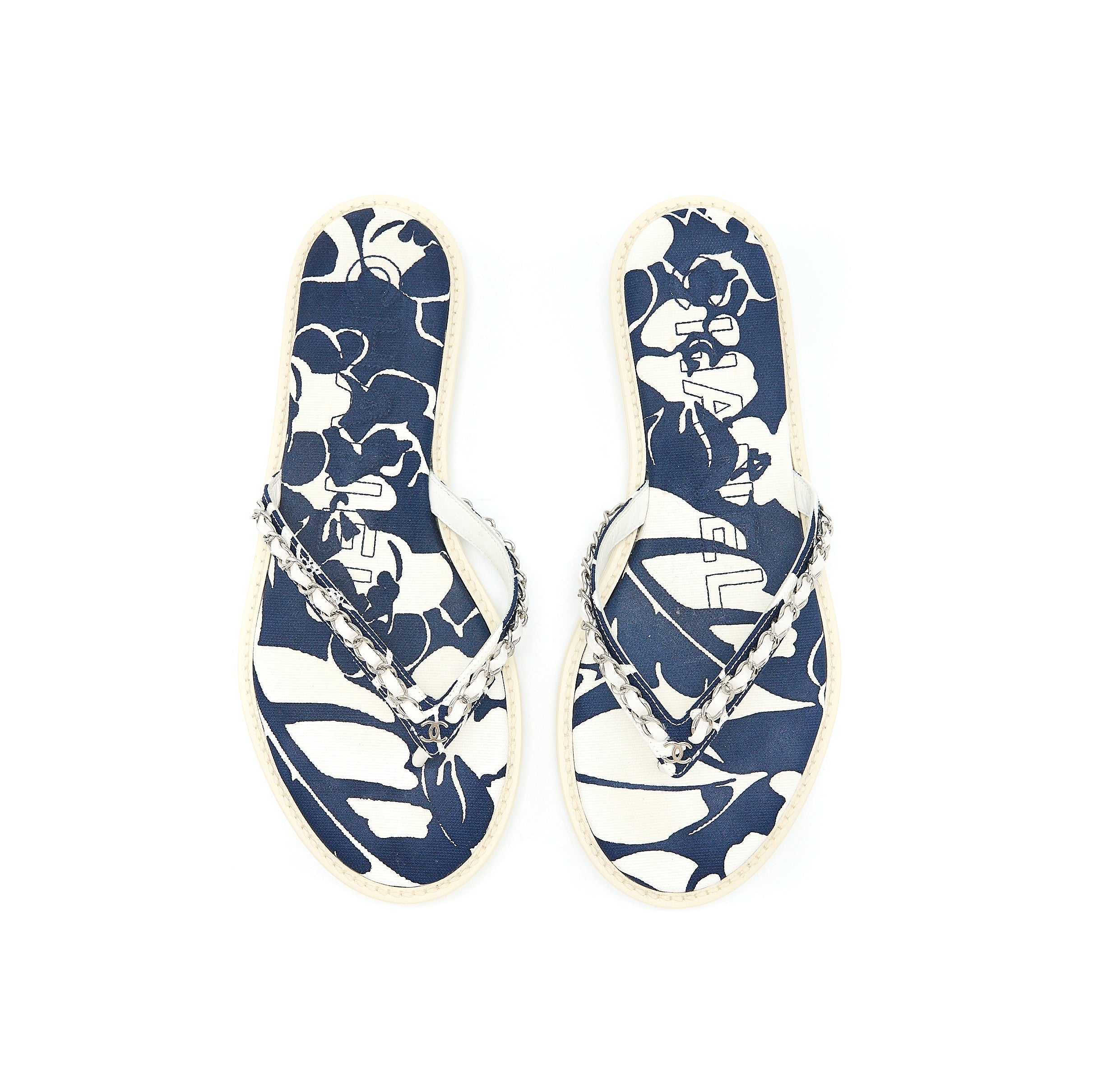 CHANEL FLIP FLOPS WITH CHAIN RUBBER/CANVAS MULTICOLOUR SHW